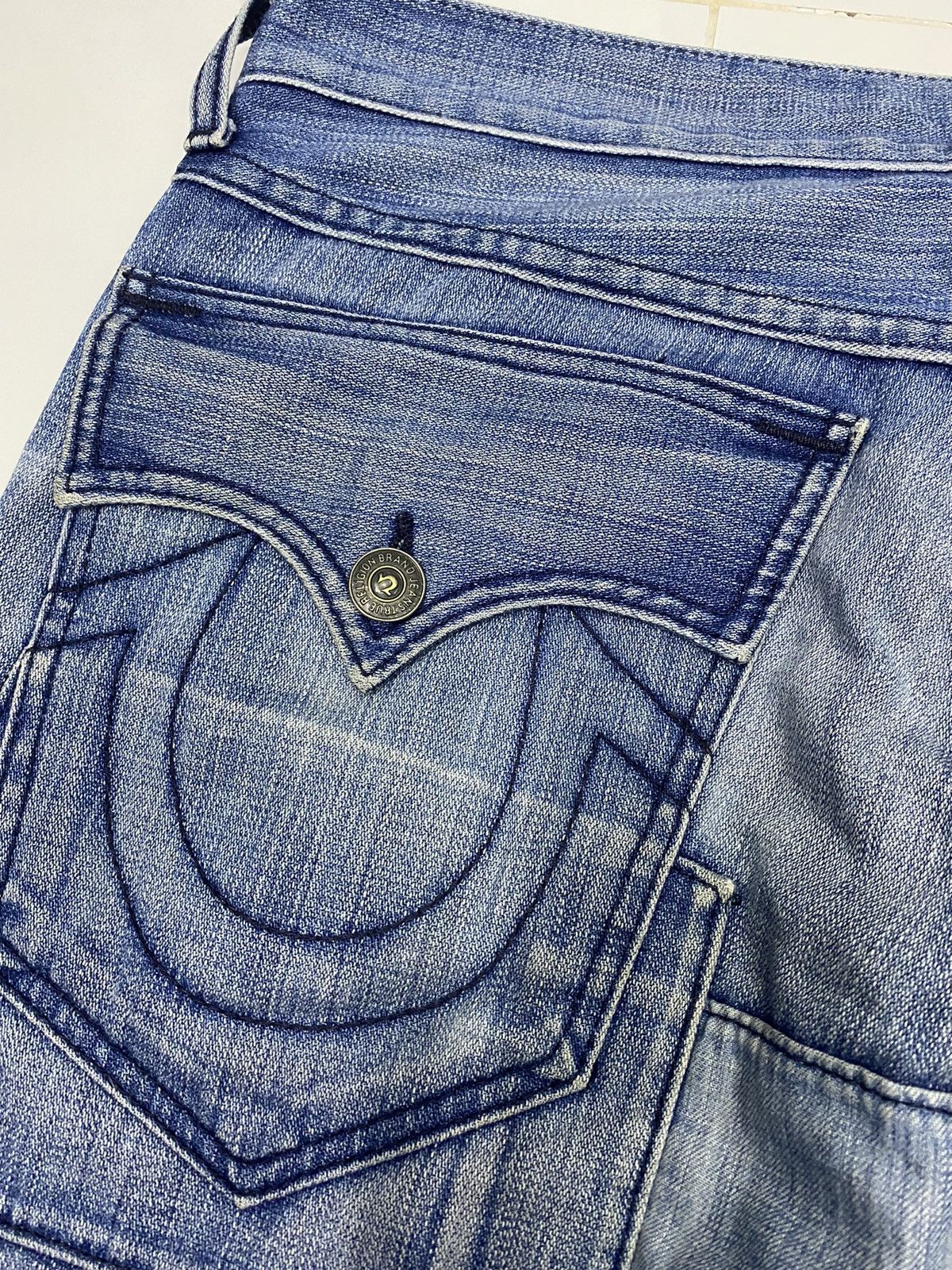 True Religion GRAIL🔥TRUE RELIGION PATCHWORK DISTRESSED DENIM JEANS Size US 34 / EU 50 - 13 Thumbnail
