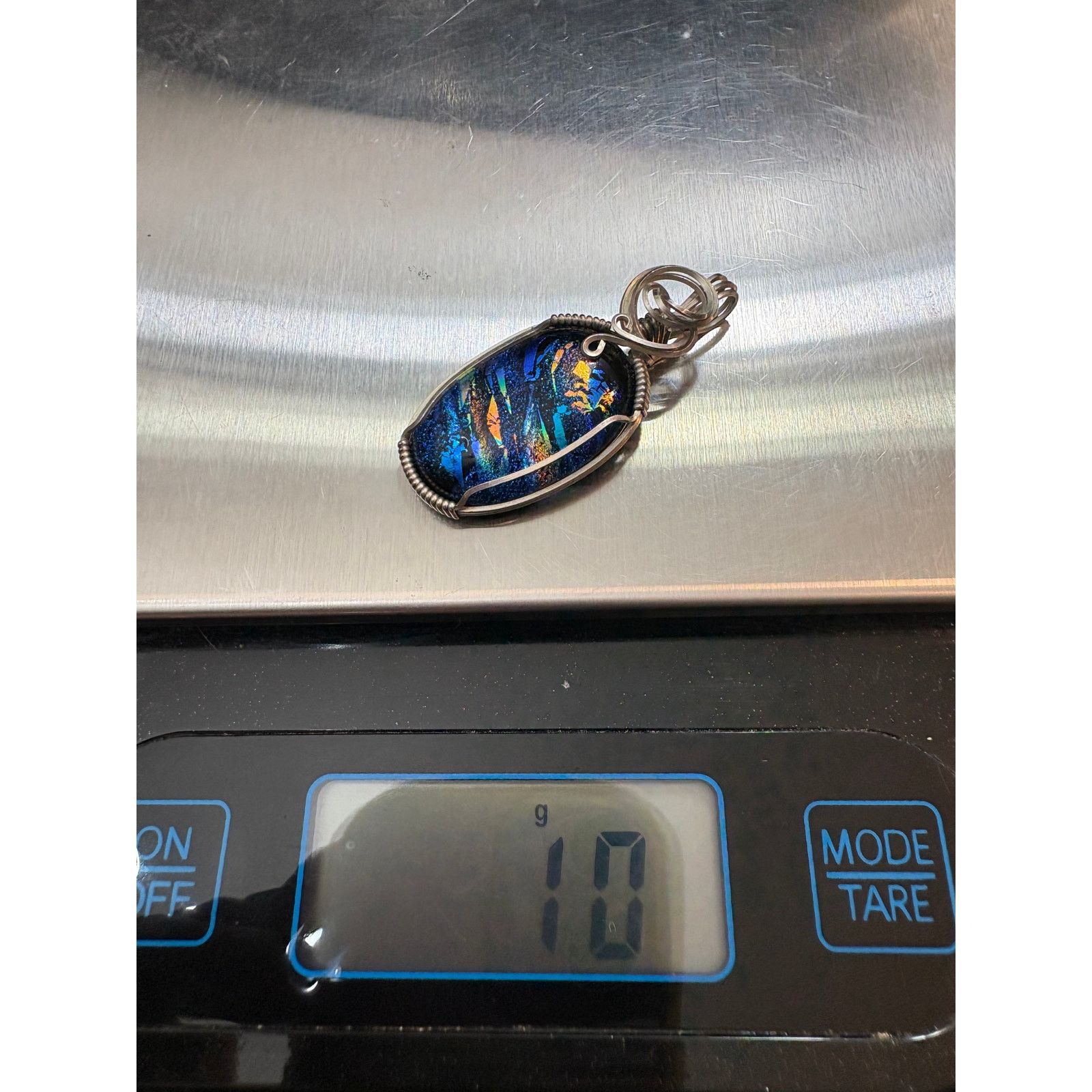 Other Large Sterling Silver Wire-Wrapped Dichroic Glass Pendant Size ONE SIZE - 5 Thumbnail