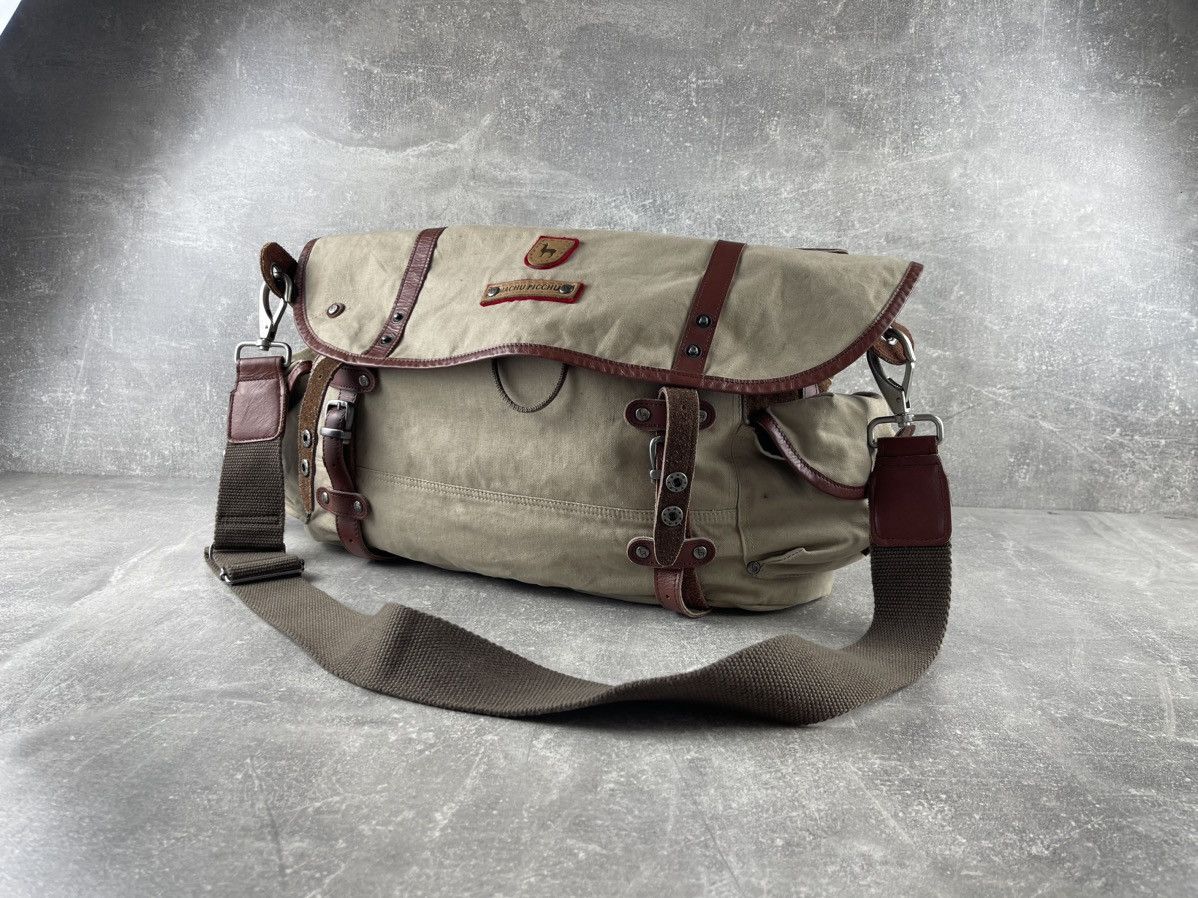 Vintage Machu Picchu Canvas Leather Messenger Bag Crossbody Travel Size ONE SIZE - 1 Thumbnail