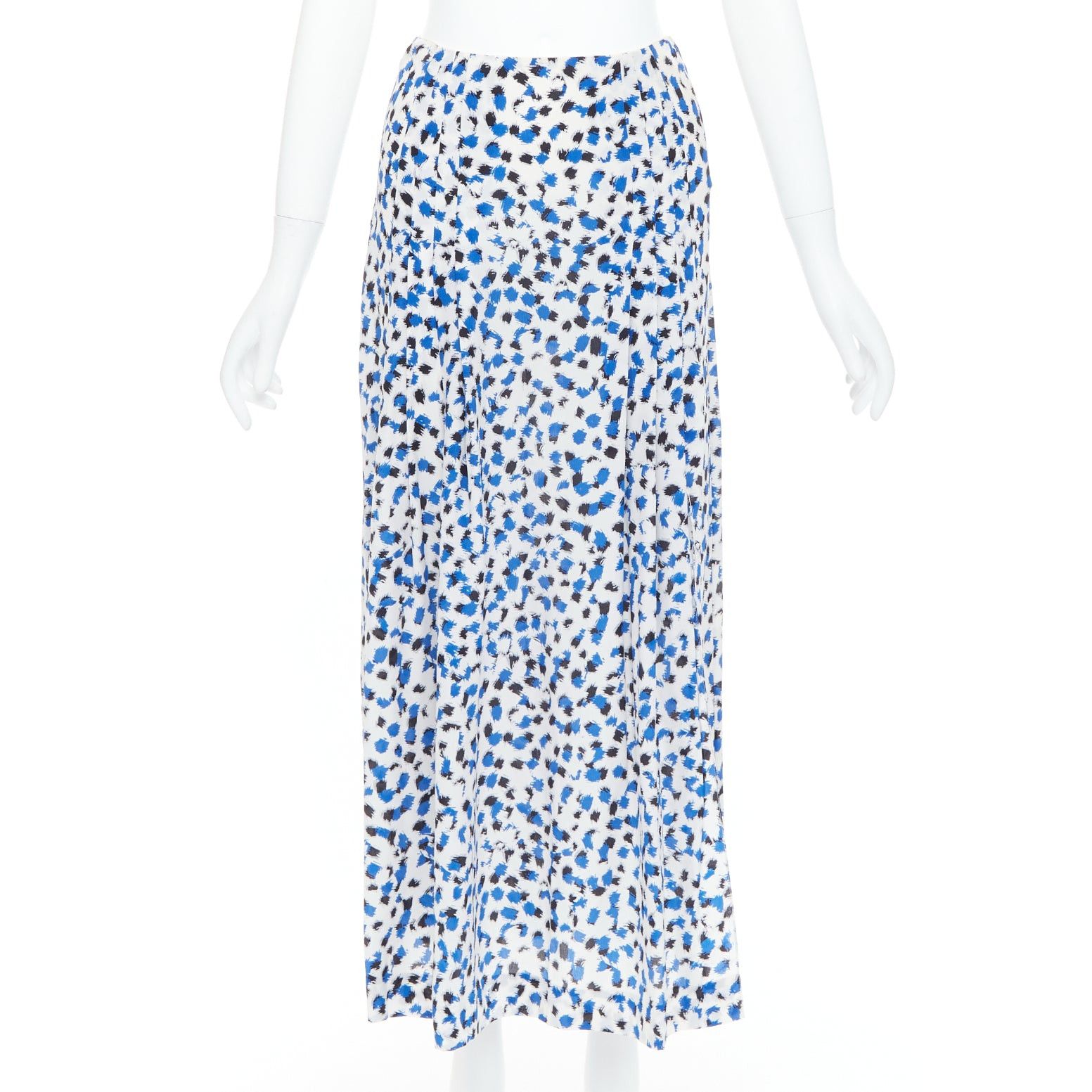 Oscar De La Renta OSCAR DE LA RENTA 2014 100% silk blue abstract print midi skirt US0 XS Size 26" / US 2 / IT 38 - 1 Thumbnail