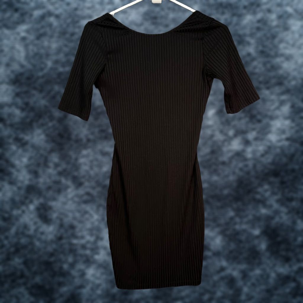 American Apparel American Apparel Womens Size Small Black Ribbed Open-Back Stretch Dress Size S / US 4 / IT 40 - 1 Thumbnail