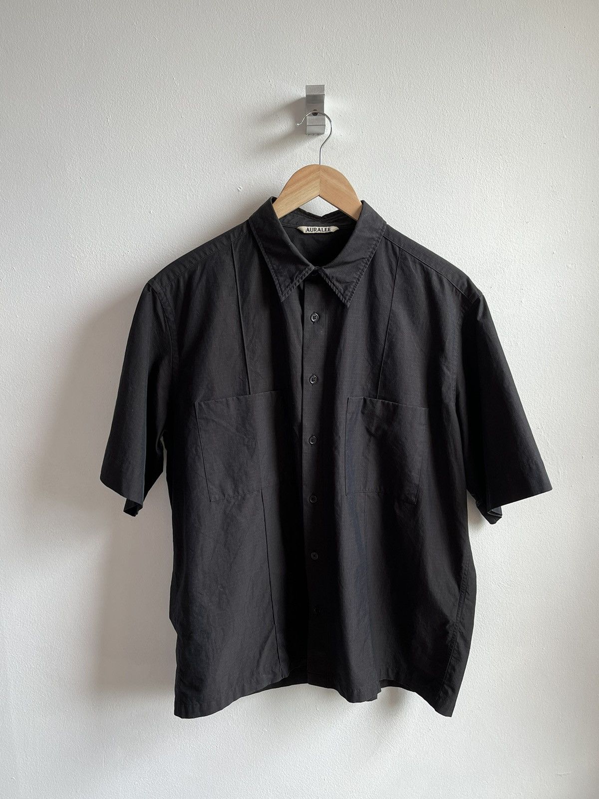 image of Auralee Ripstop Button Up in Black, Men's (Size Medium)