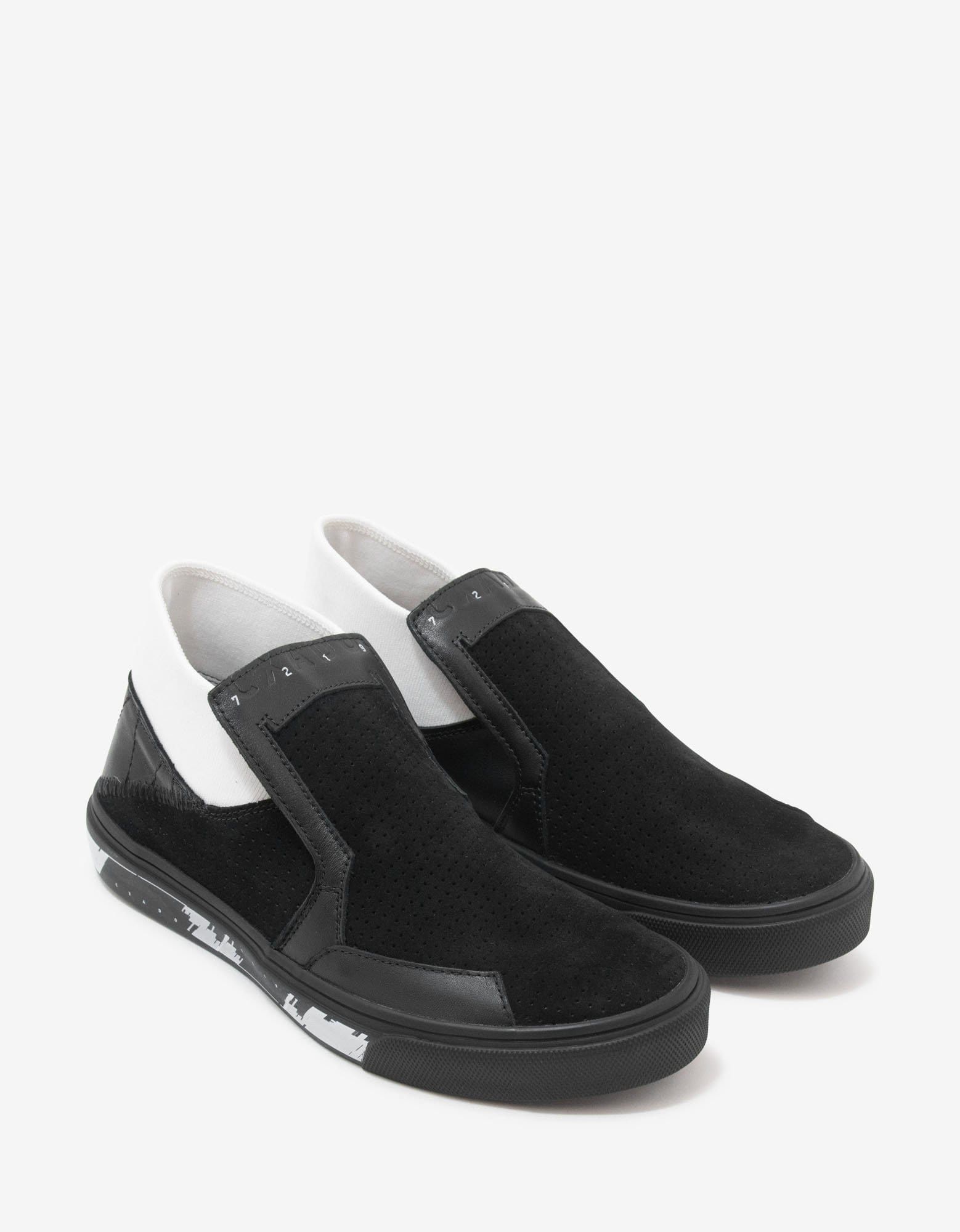 image of Stone Island Shadow Project Black Leather Slip-On Trainers Shoes, Men's (Size 8)