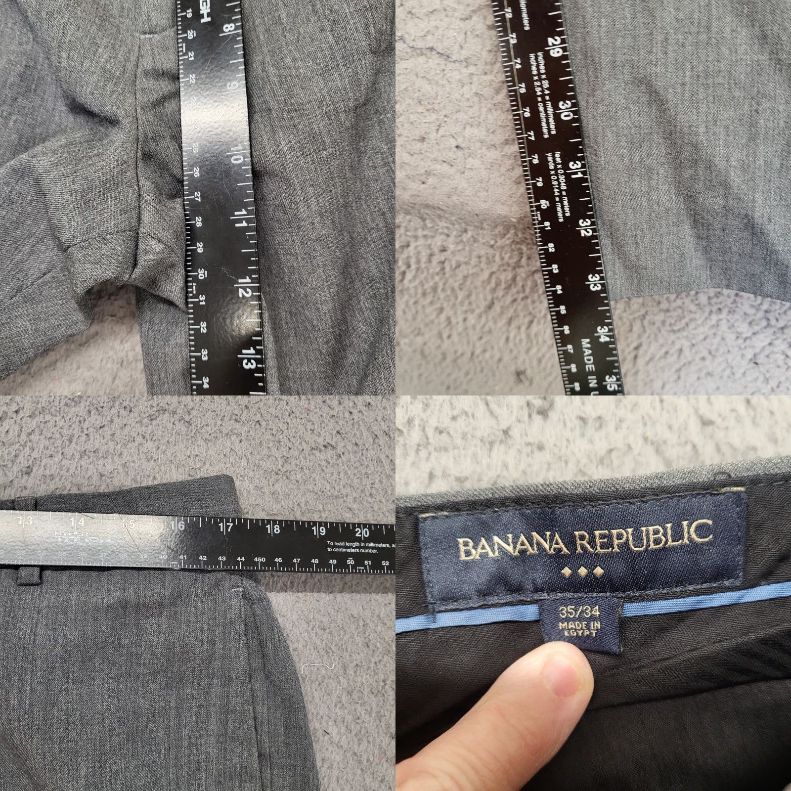 Banana Republic Banana Republic Dress Pants Men 36 Slim Charcoal Grey 100% Wool Hook & Eyelet Slit Pockets Zipper Flat Front Size US 36 / EU 52 - 8 Thumbnail