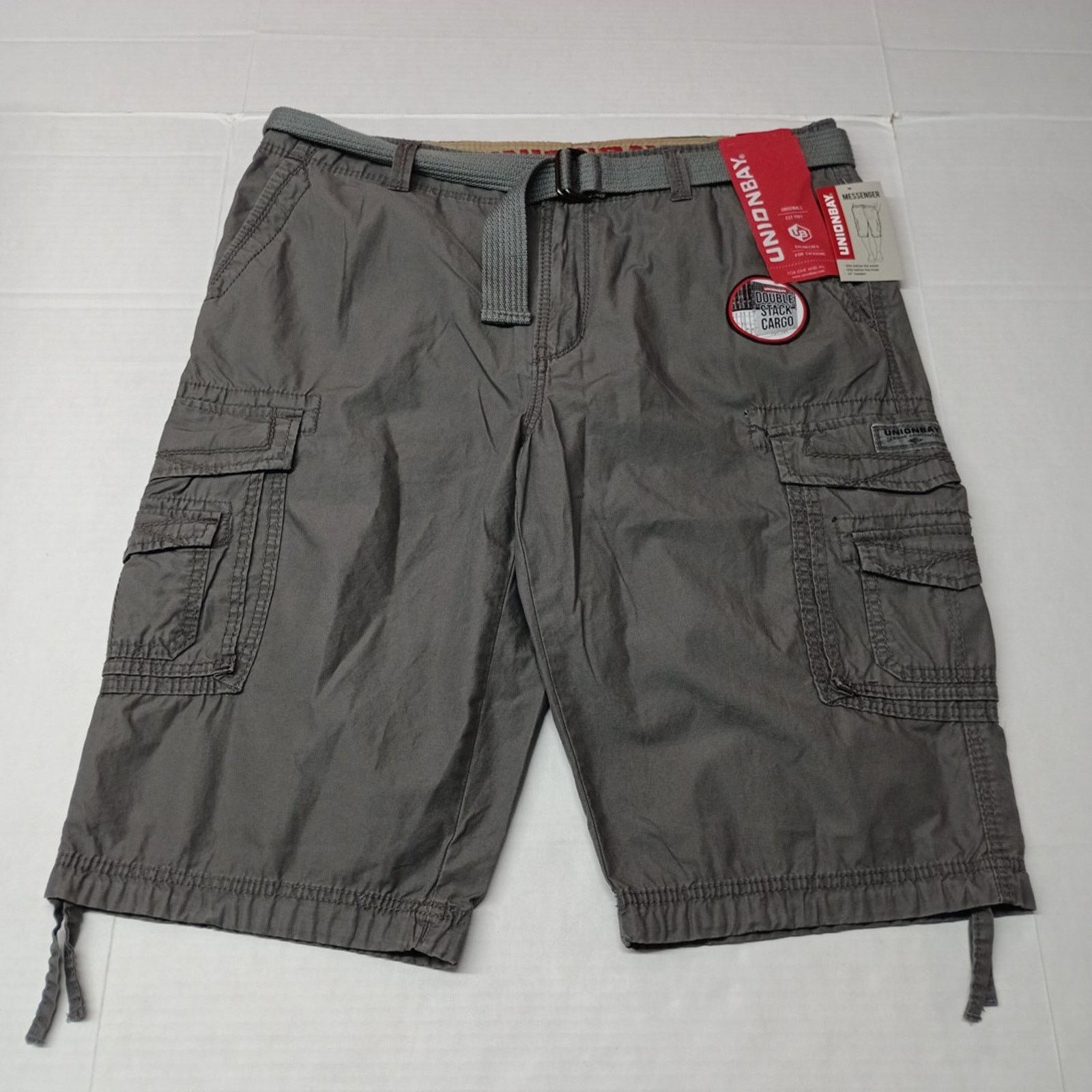 UNIONBAY Unionbay Men's Cargo Shorts Size 38 Gray Goose + Belt Cotton Size US 38 / EU 54 - 1 Thumbnail