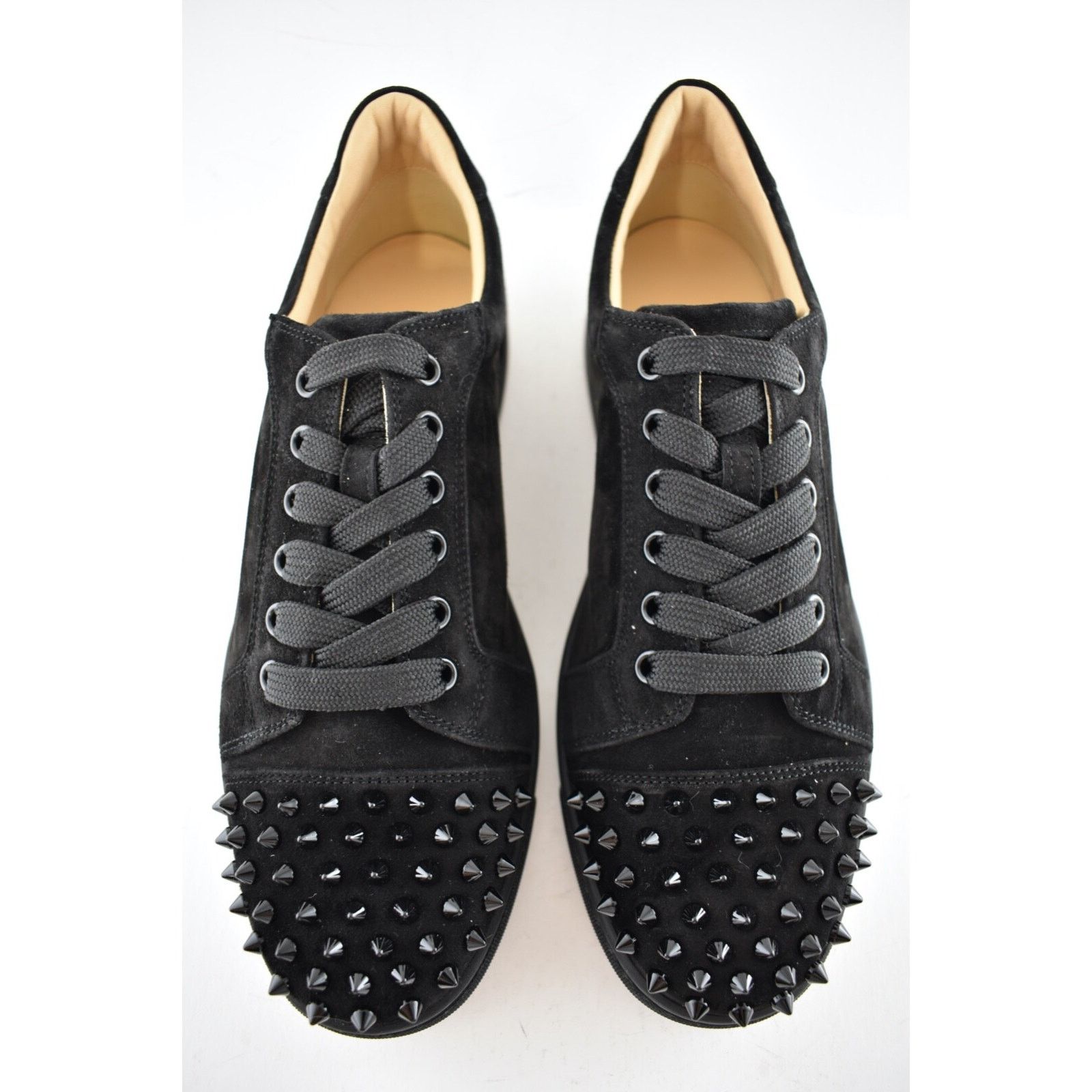 Christian Louboutin Vieira Spikes Flat Black Suede Lace Up Low Top Sneaker 40.5 Size US 10.5 / IT 40.5 - 7 Thumbnail