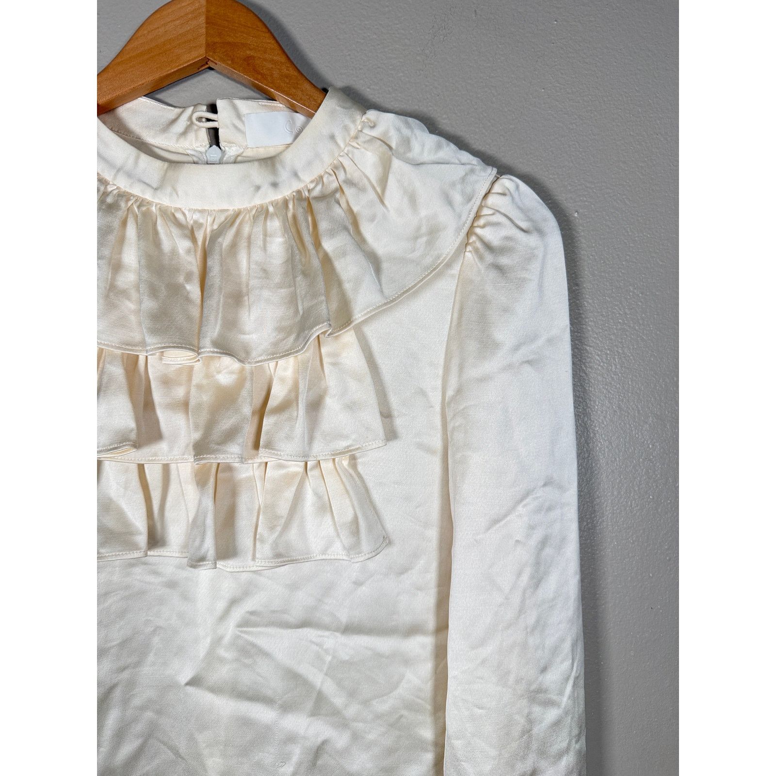 CO CO-Collection Satin Charmeuse Ruffle Collar Blouse size 4 Size S / US 4 / IT 40 - 4 Thumbnail