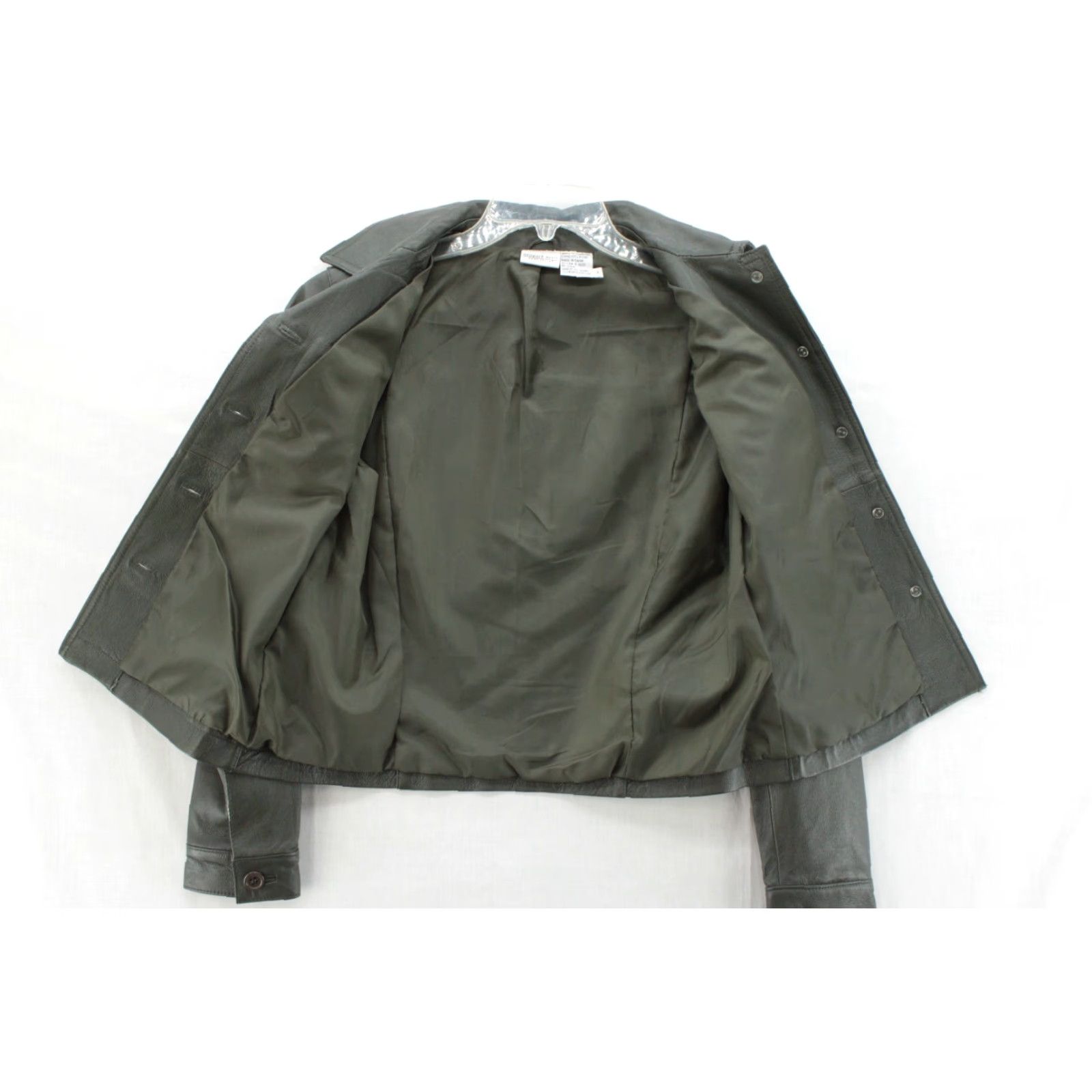 Vintage VINTAGE Newport News Leather 2 Piece Pant Suit Womens Sz 4 Gray Green Biker Business Size 27" / US 4 / IT 40 - 7 Thumbnail