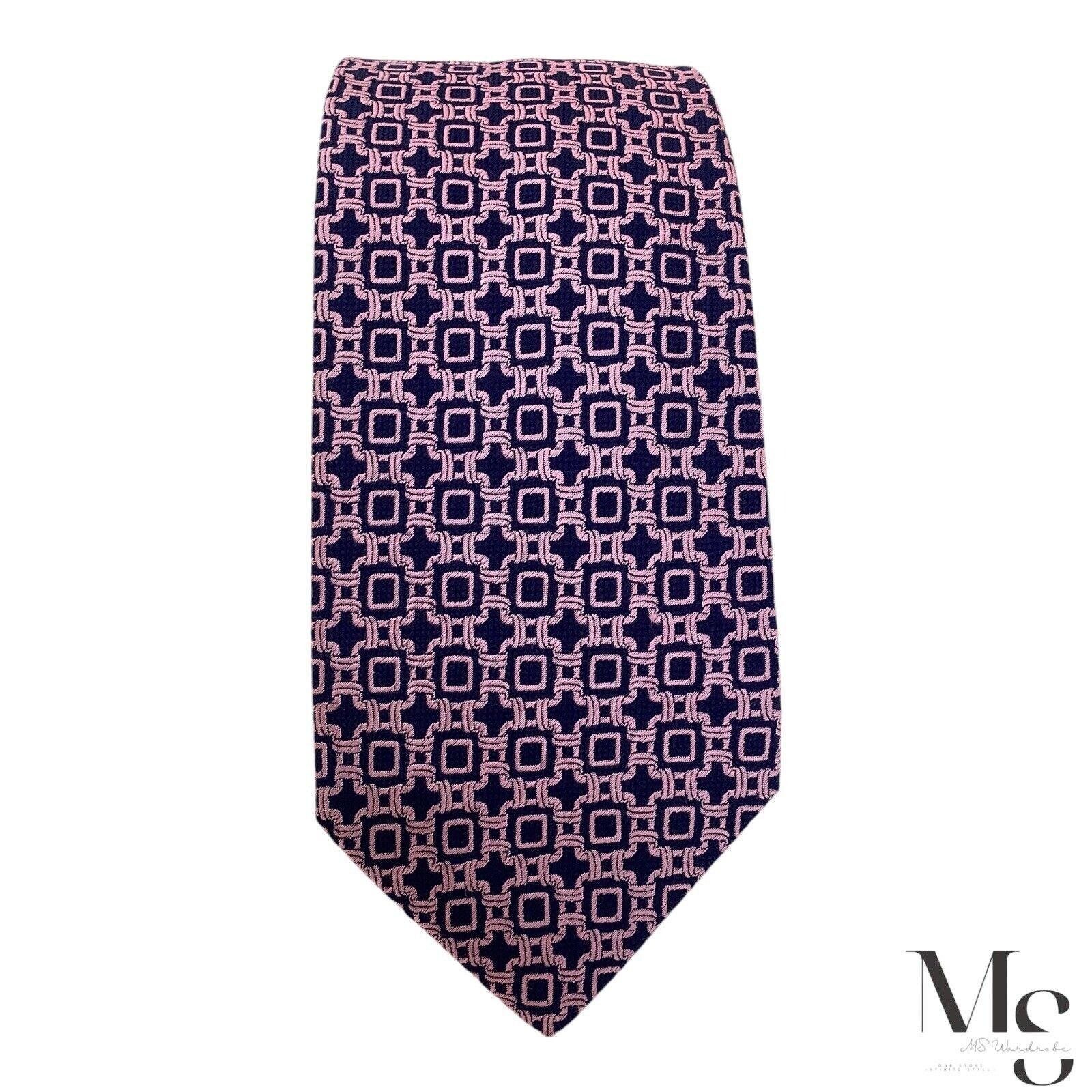 Barneys New York BARNEYS NEW YORK Pink Geometric Silk Tie Hand Made In Italy Size ONE SIZE - 3 Thumbnail