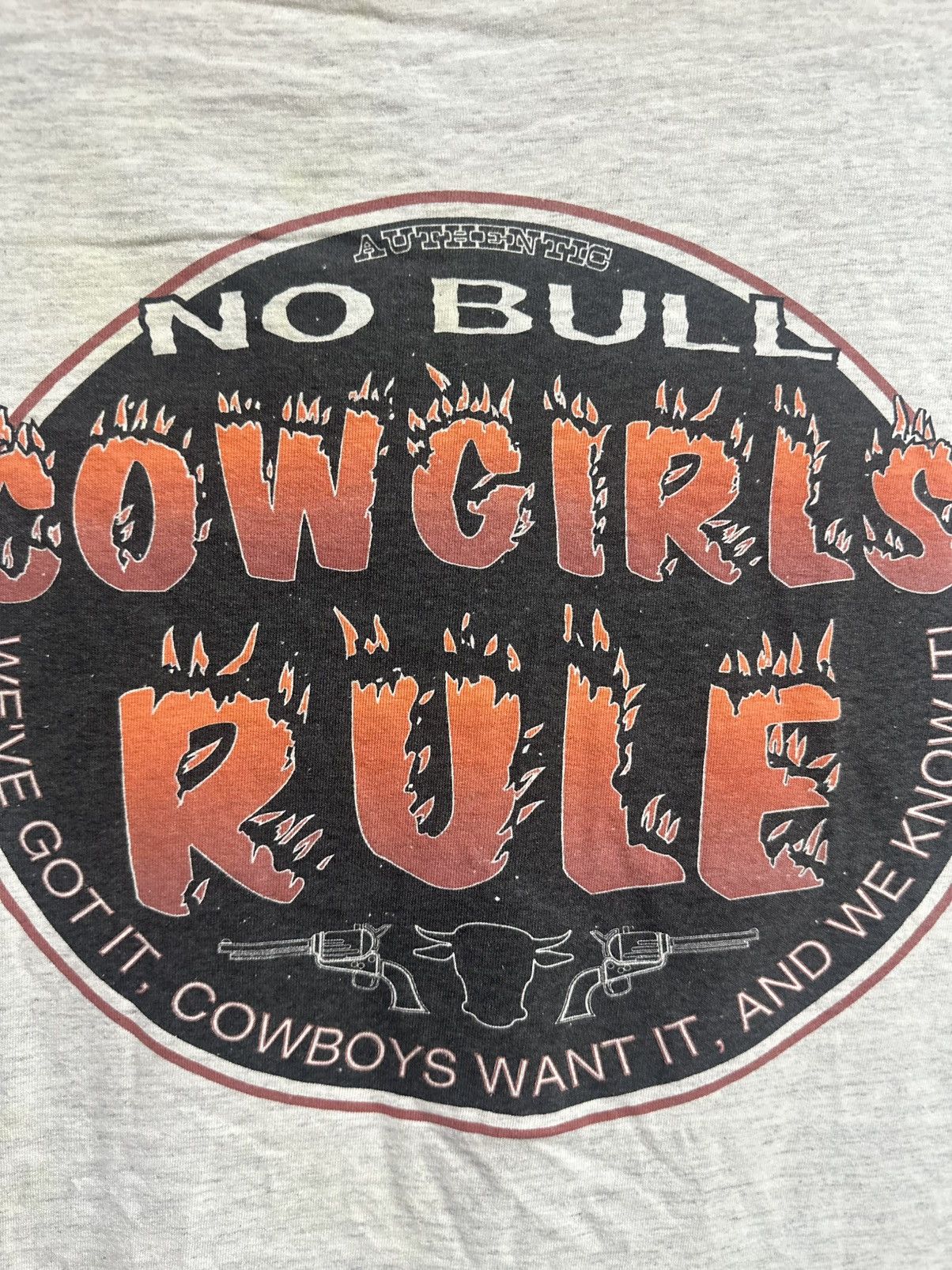 Vintage Vintage 90s No Bull Cowgirl Rule Faded Tee Size US L / EU 52-54 / 3 - 6 Thumbnail