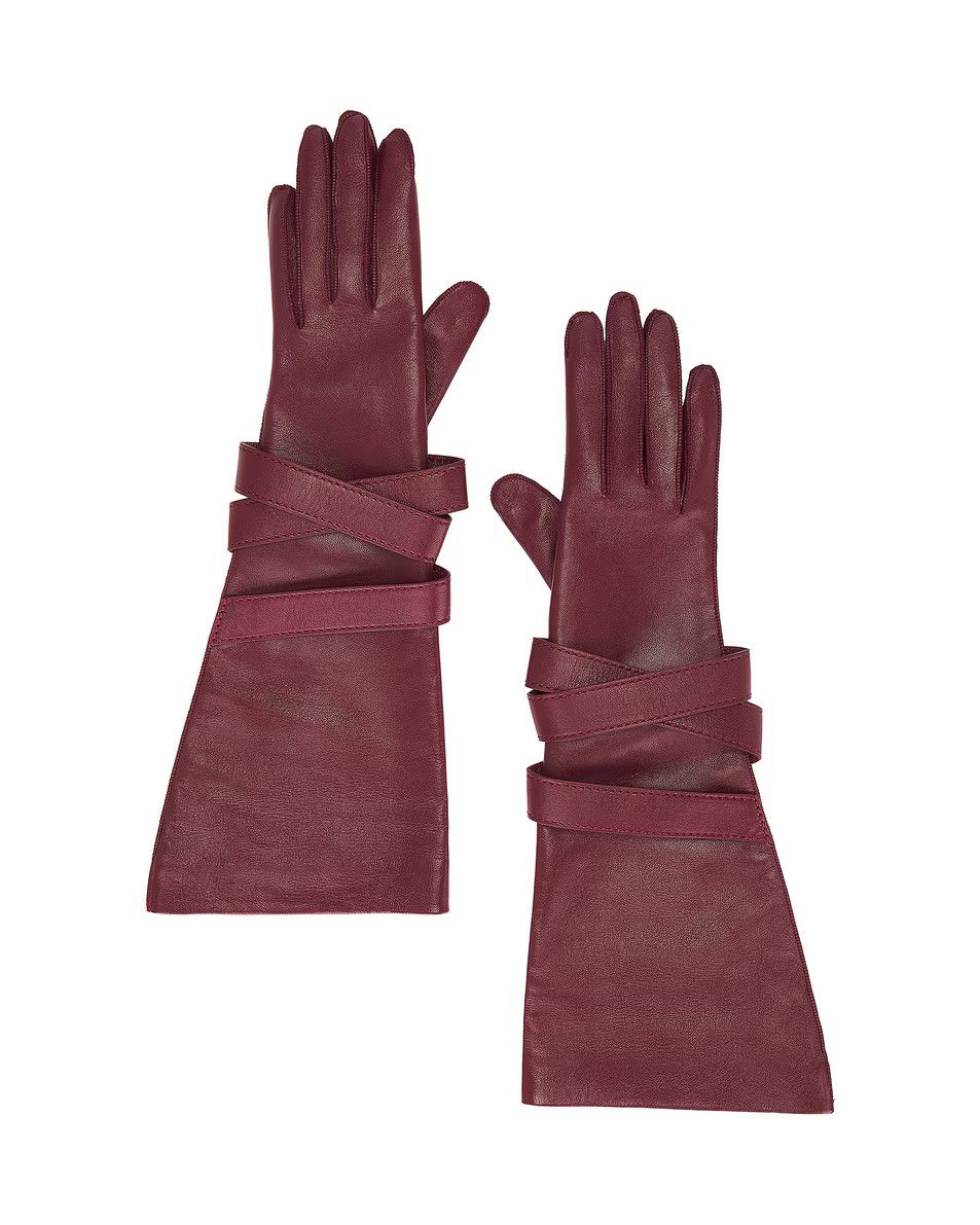 Saint Laurent Paris oc11z1225 Size: 7 / Aviator Gloves in Leather in Bordeaux Size ONE SIZE - 1 Thumbnail