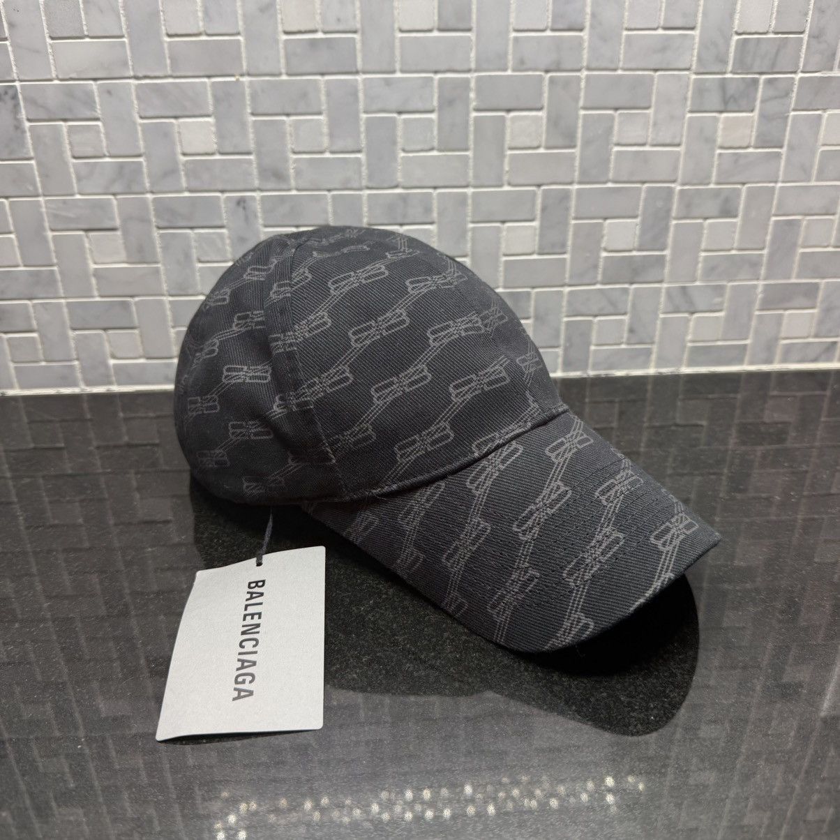 Balenciaga Balenciaga BB Monogram Cap Black Gray Logo Print Adjustable Size ONE SIZE - 1 Thumbnail