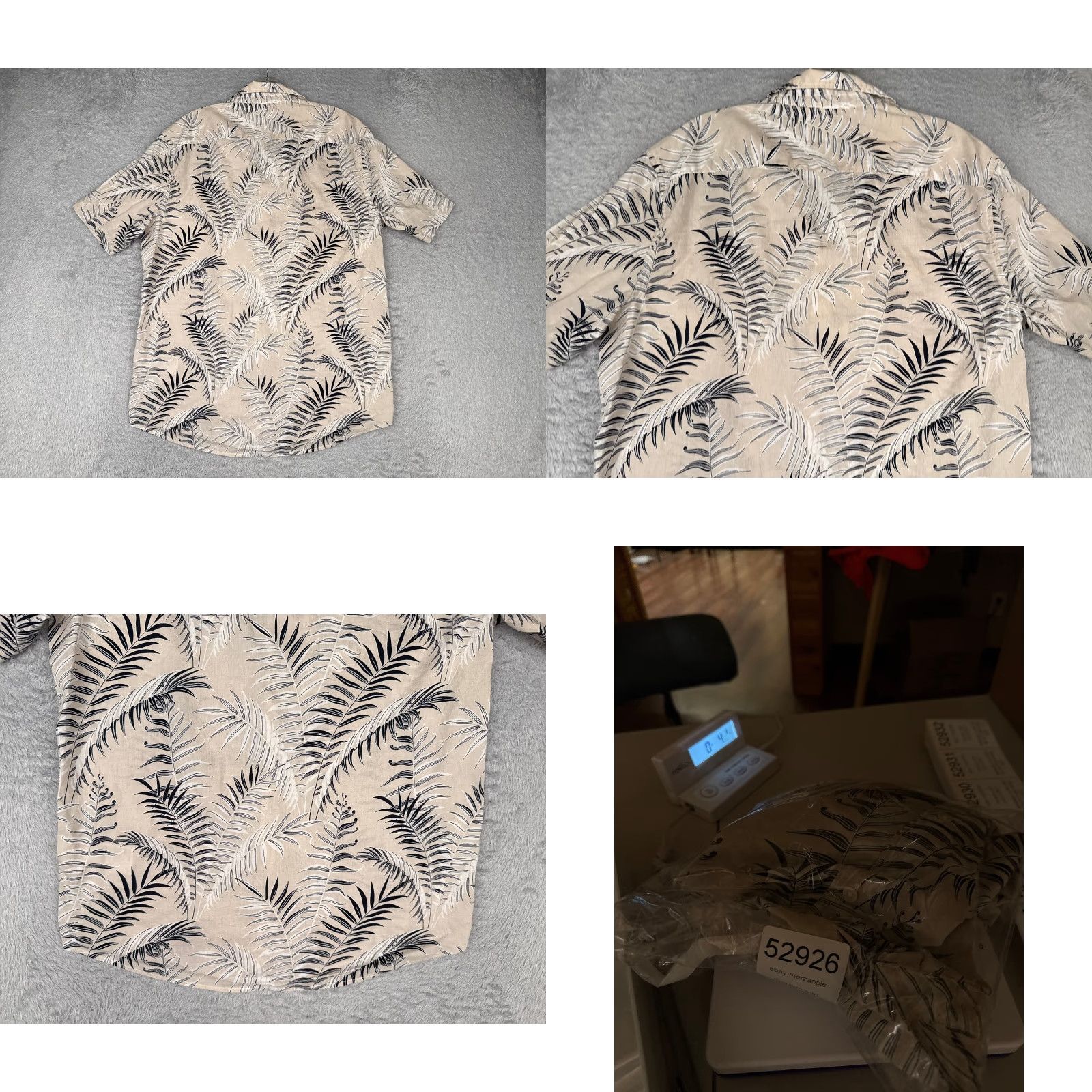 H&M H&M Shirt Adult Medium Beige Floral Leaf Button Up 100% Cotton Pocket Hawaiian Mens Size US M / EU 48-50 / 2 - 9 Thumbnail