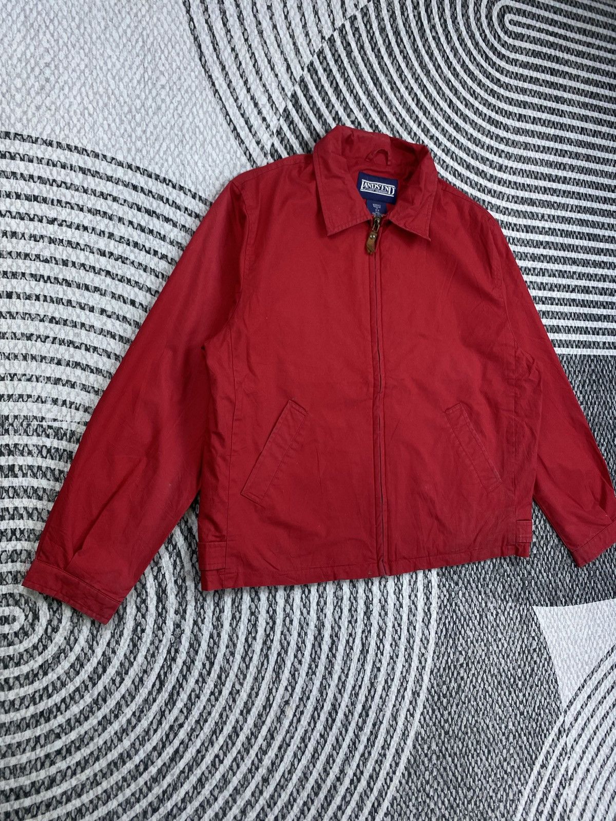 Lands' End Vintage Lands’ End Red Cotton Zipper Jacket Size US M / EU 48-50 / 2 - 3 Thumbnail
