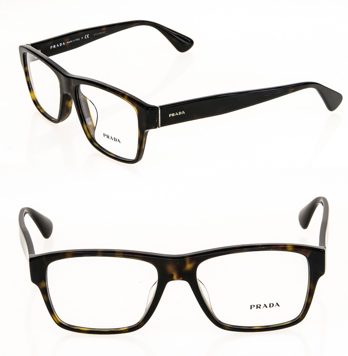 PRADA PR17SFV Brown Havana Logo Square Eyeglasses 17S