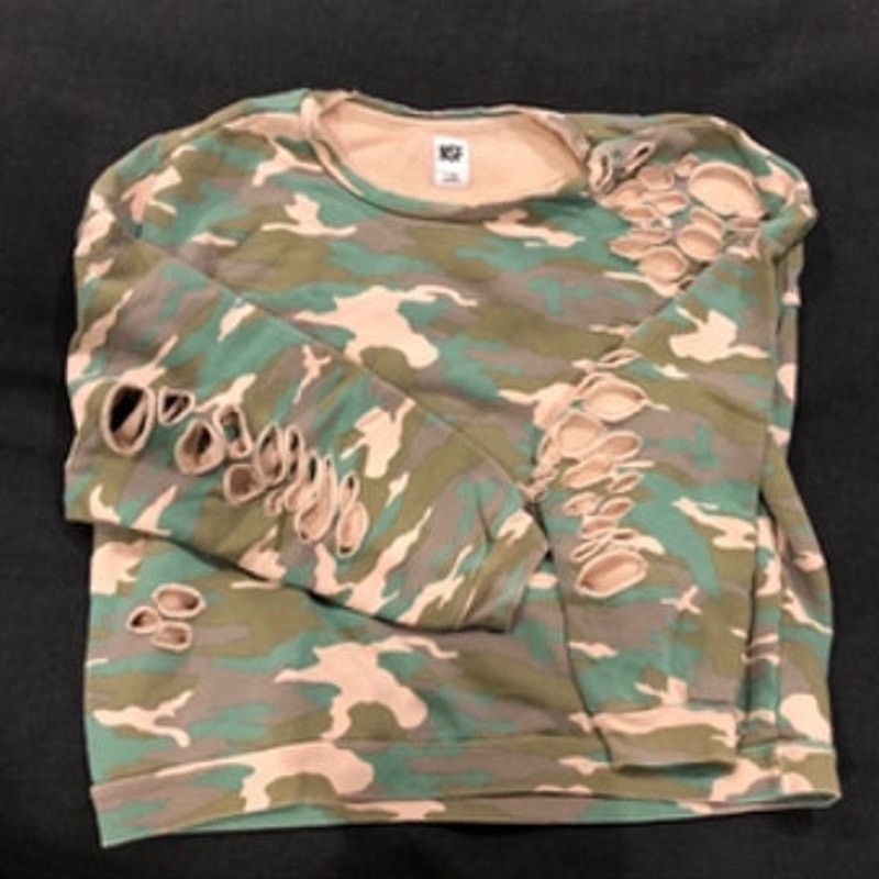 NSF NSF Farah Camo Destroyed Sweatshirt NWOT M Size M / US 6-8 / IT 42-44 - 2 Thumbnail