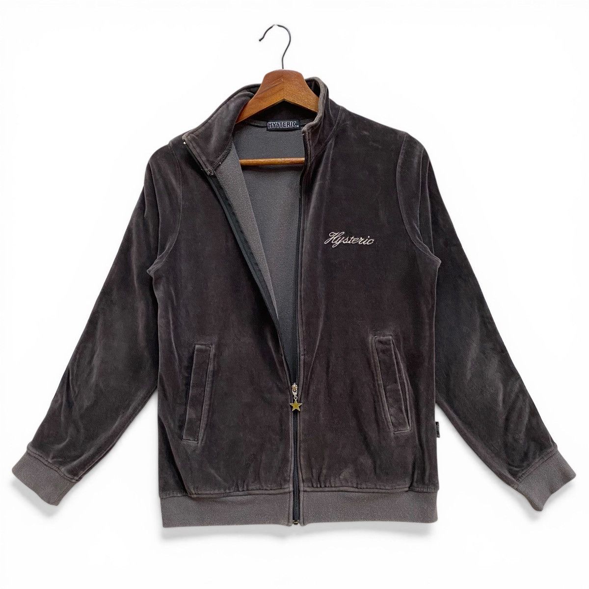 Hysteric Glamour Vintage Hysteric Glamour Velour Track Jacket Charcoal Grey Size US S / EU 44-46 / 1 - 1 Thumbnail