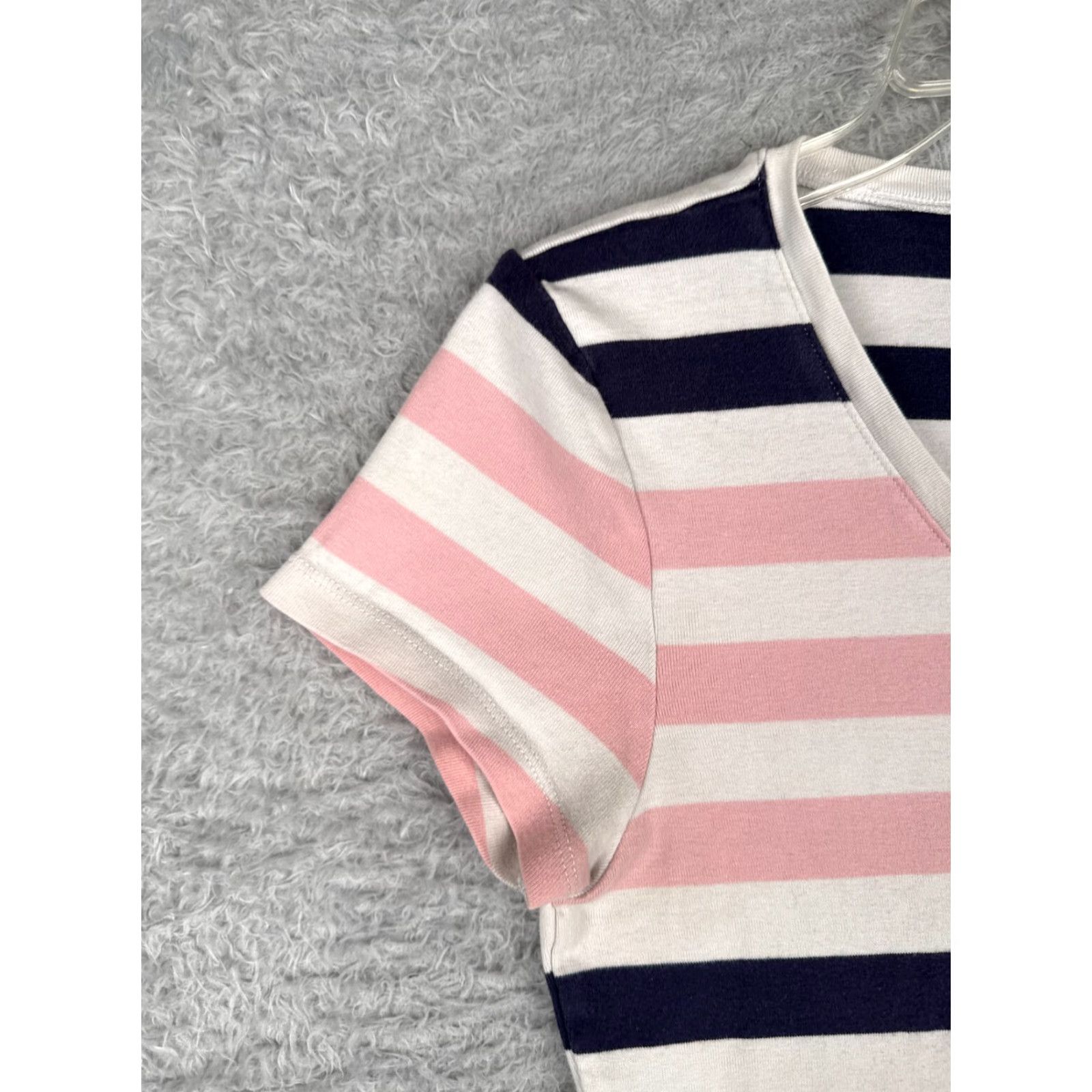 Tommy Hilfiger Tommy Hilfiger Shirt Women Large Pink Blue Striped V-Neck Cotton Designer Classic Size L / US 10 / IT 46 - 3 Thumbnail