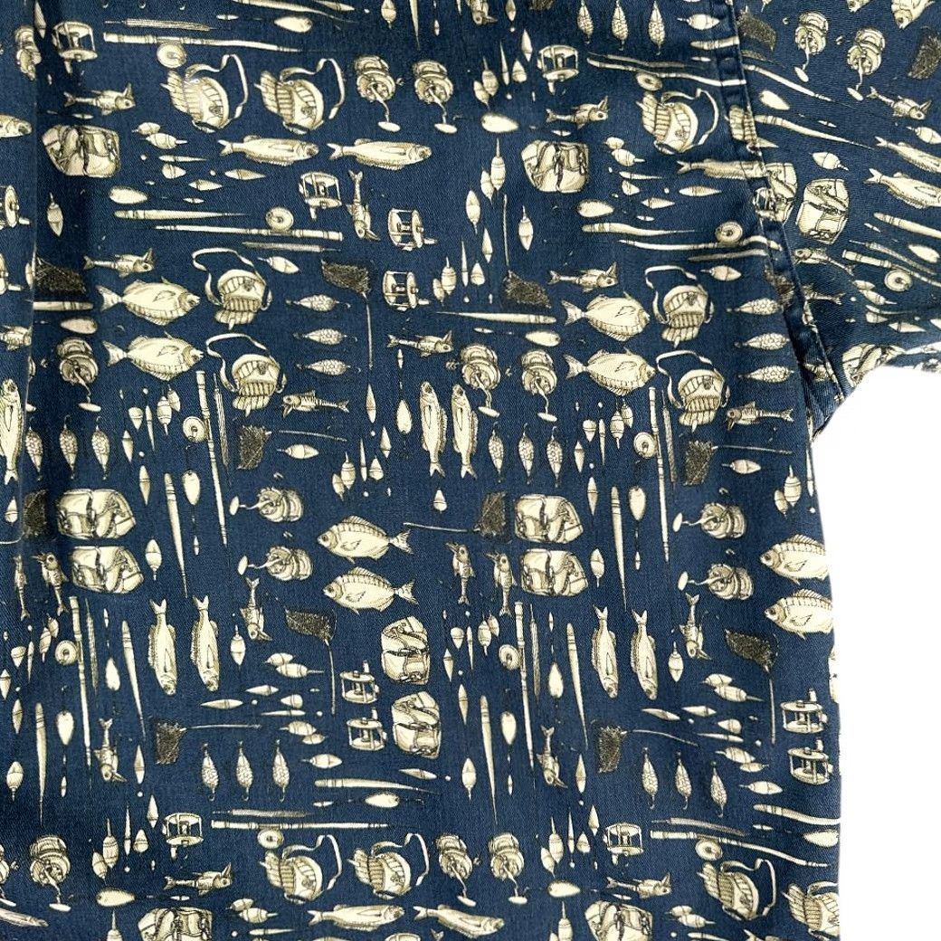 Vintage VINTAGE Woolrich Shirt Blue Fishing Tackle Reel Button-Up Adult XL Short Sleeve Mens Size US XL / EU 56 / 4 - 6 Thumbnail