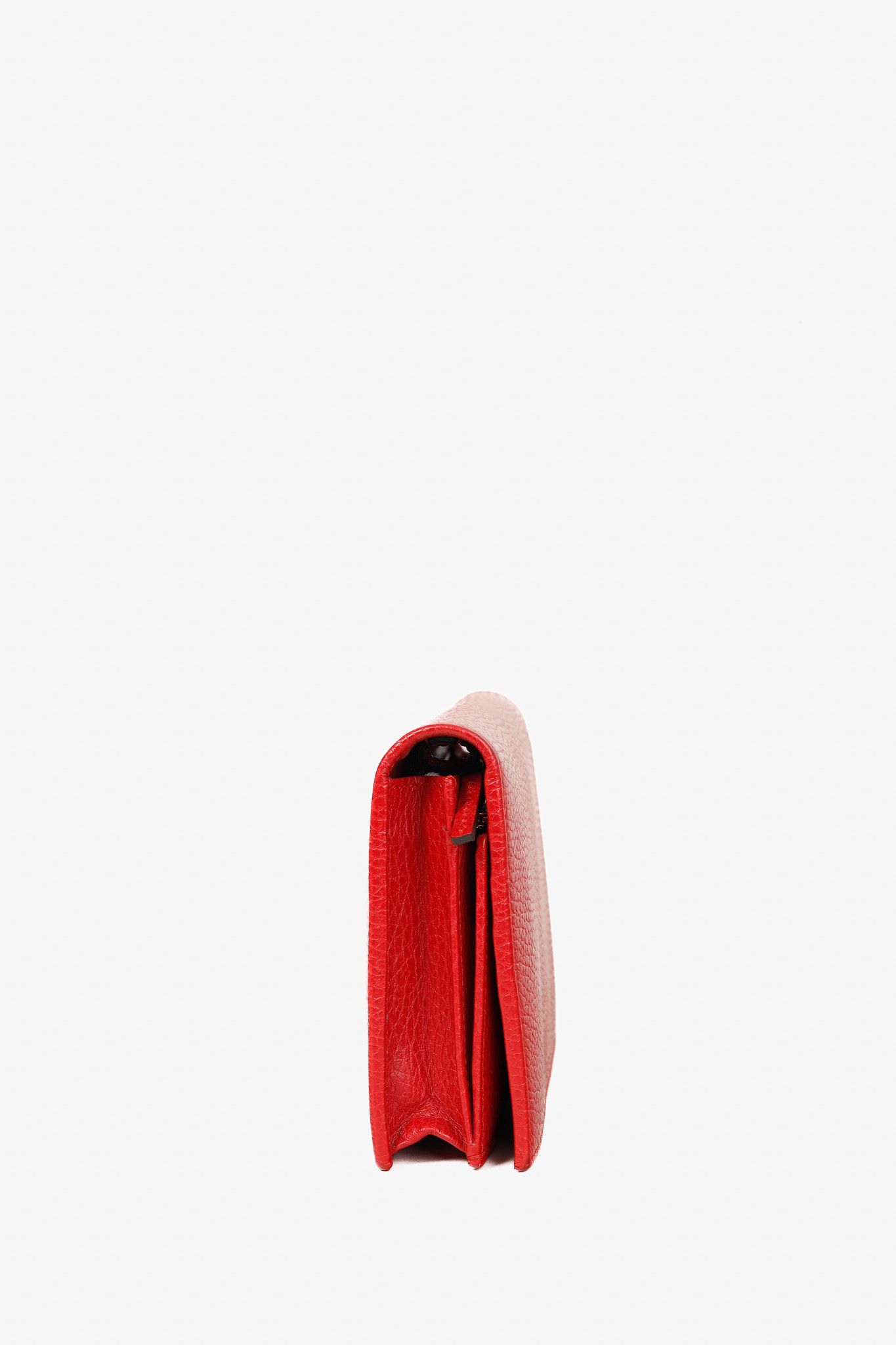 Gucci Gucci Swing Red Pebbled Leather Wallet Crossbody Size ONE SIZE - 3 Thumbnail