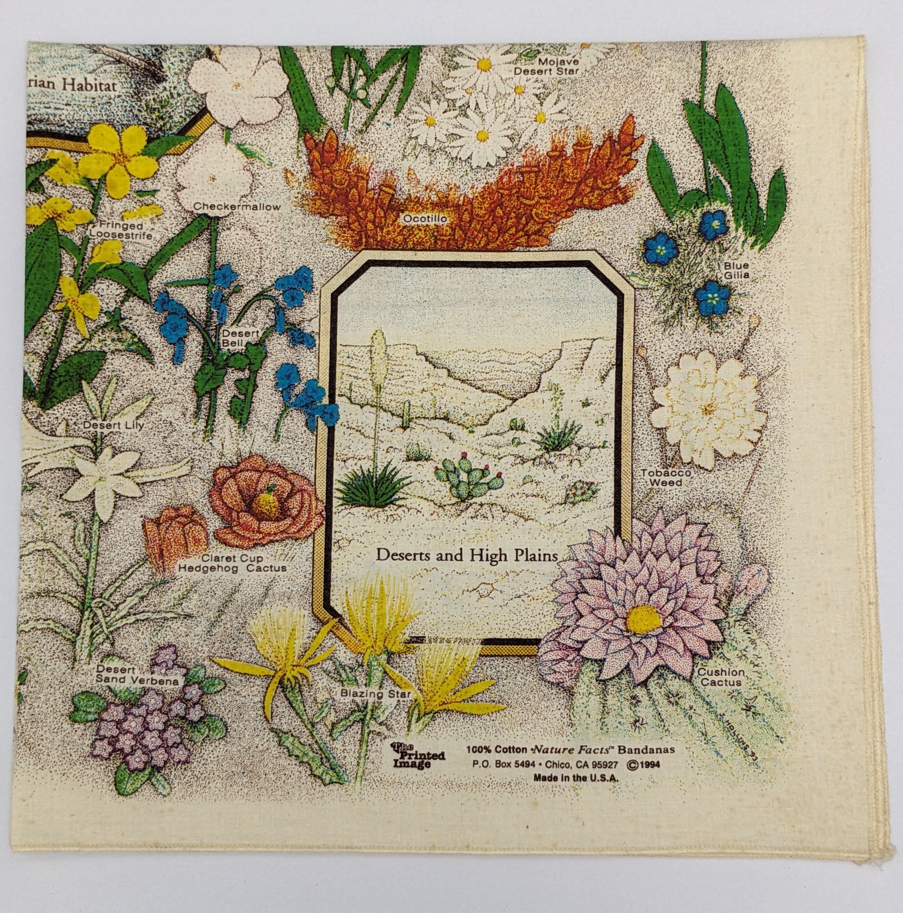 Primitive Vintage 1994 Wildflowers Nature Facts Bandana Size ONE SIZE - 1 Thumbnail