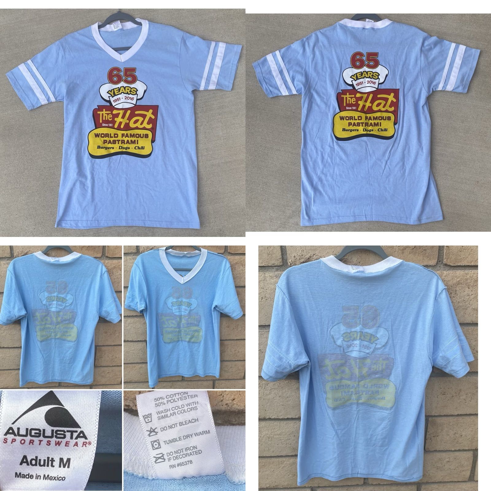 Vintage The Hat World Famous Pastrami Since 1951 T Shirt 65 Years Anniversary Size M Blue Size US M / EU 48-50 / 2 - 9 Thumbnail