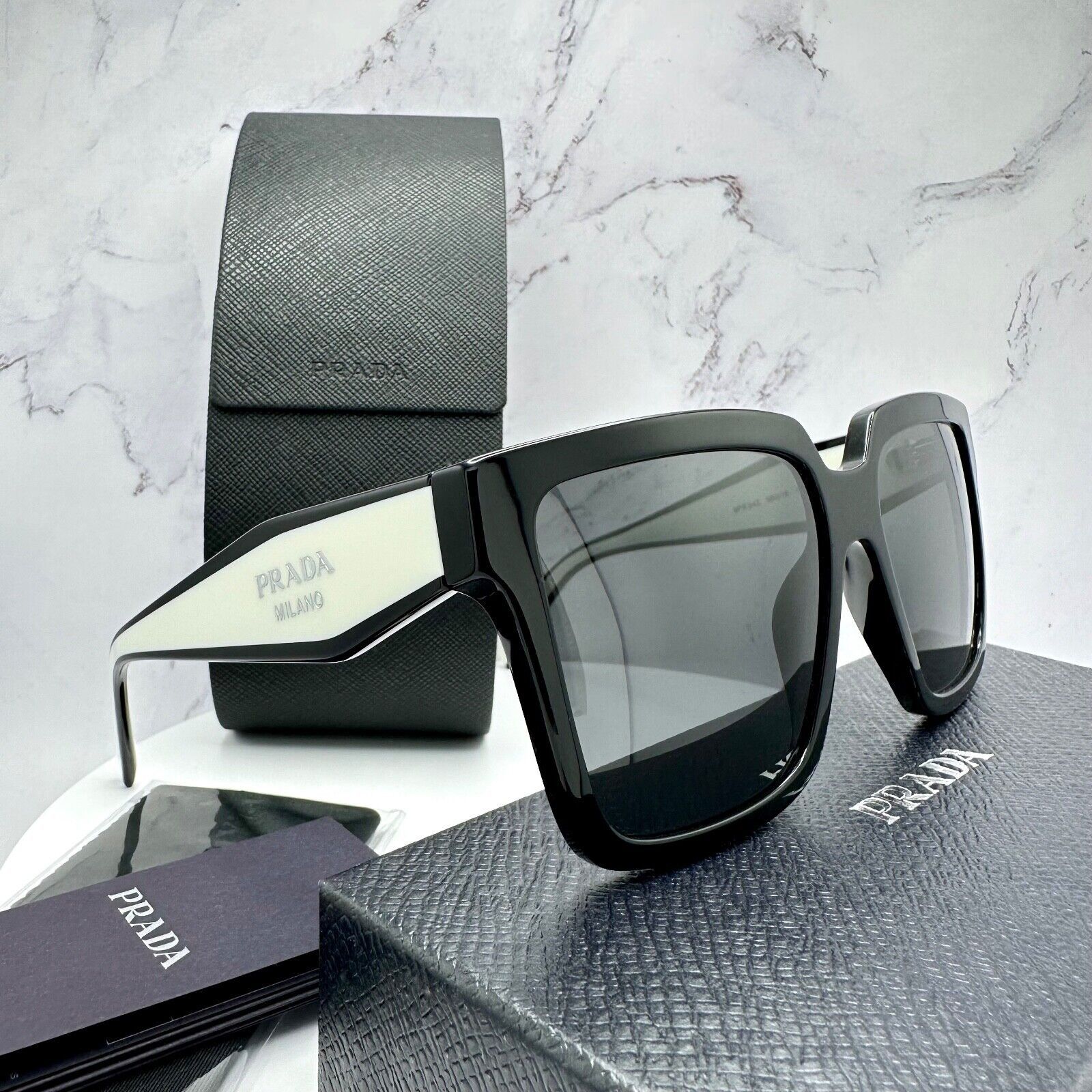 Prada New Prada Sunglasses Black White Symbole Logo Authentic Size ONE SIZE - 12 Thumbnail