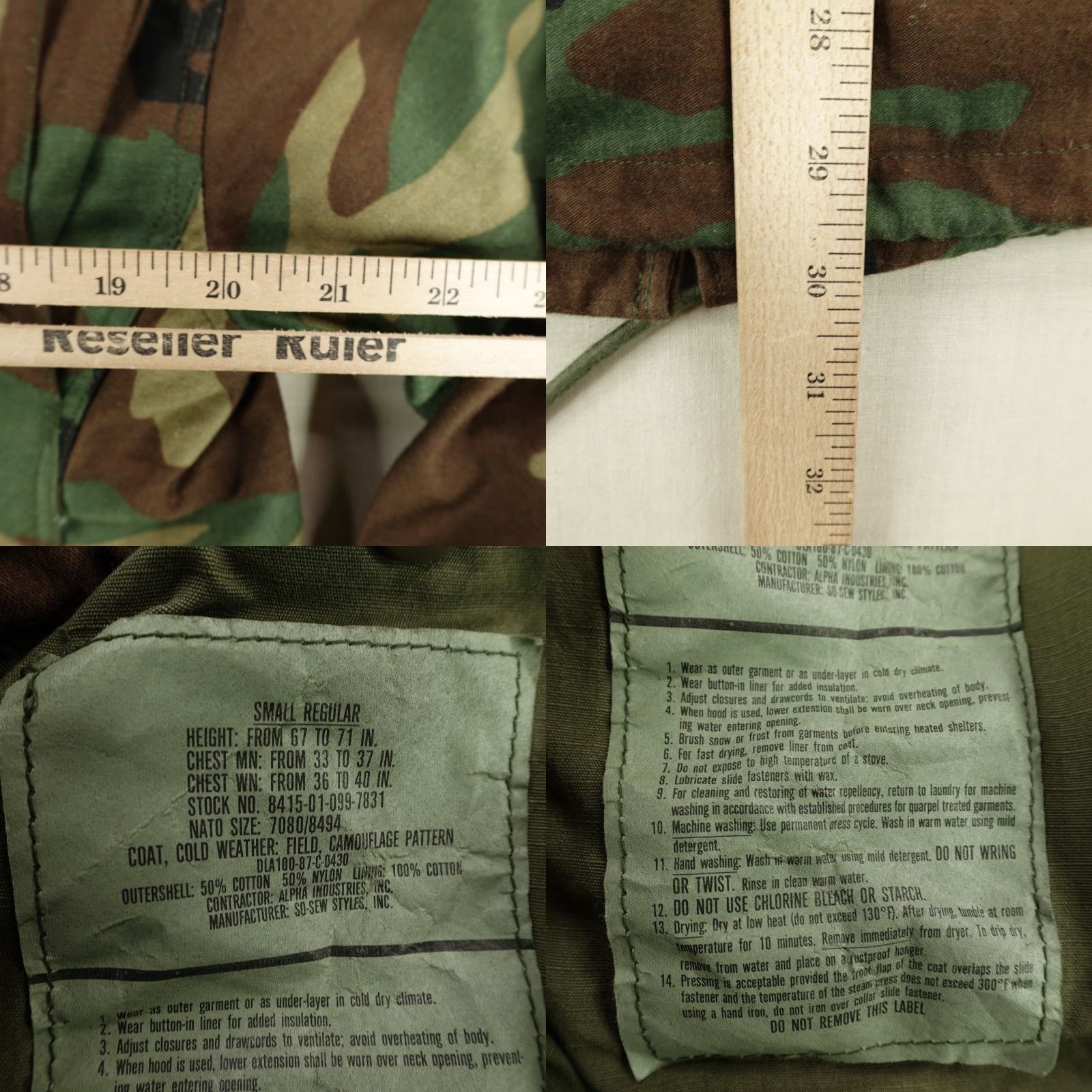 Alpha Industries VINTAGE Alpha Industries US Army Jacket Camouflage Field Coat M65 Small Mens Green 80s Military Coat Size US S / EU 44-46 / 1 - 8 Thumbnail