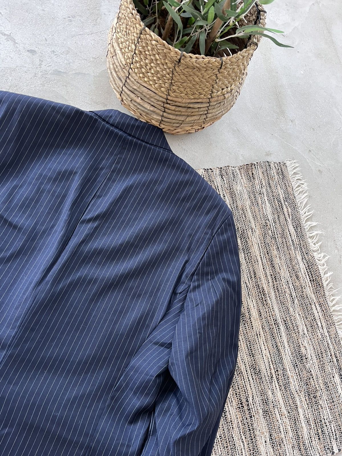 Polo Ralph Lauren Vintage Polo Ralph Lauren Navy Striped Blazer Avantgarde Y2K Size 44R - 13 Thumbnail