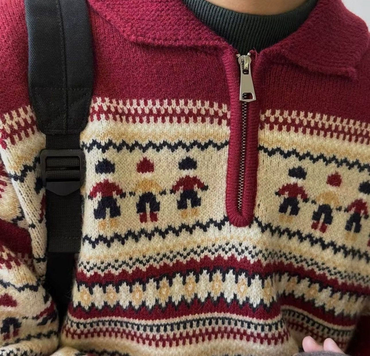 Vintage Vintage Christmas Retro Zip Pullover Sweater Size US XL / EU 56 / 4 - 4 Thumbnail