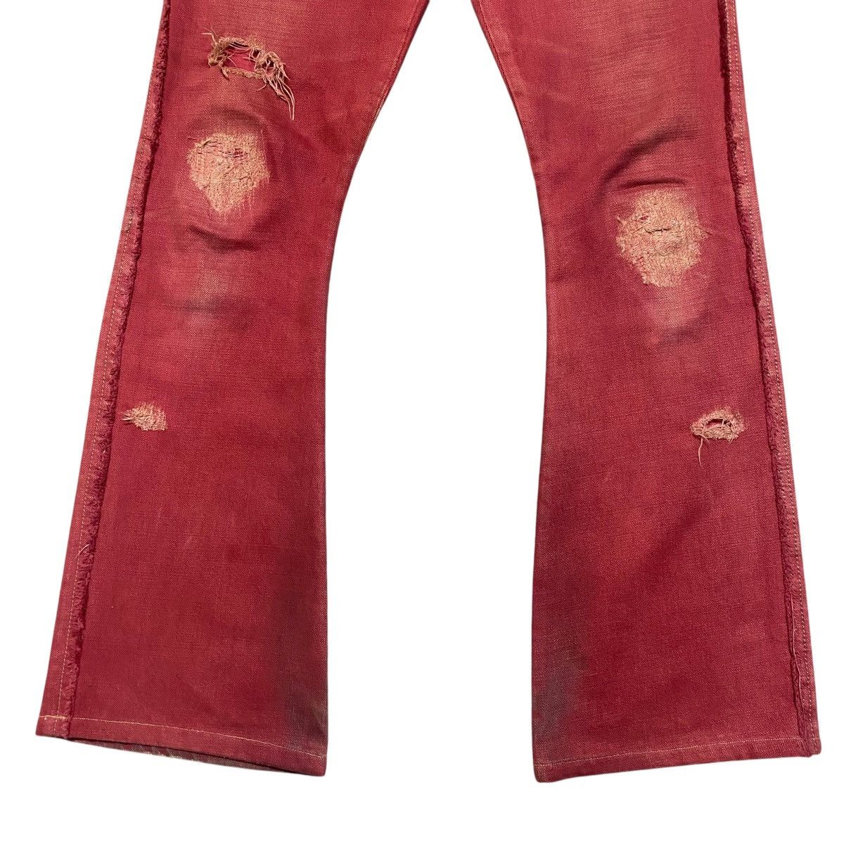 Obelisk Obelisk Red Blood Hole Distressed Denim Flare Jeans Size US 29 - 9 Thumbnail