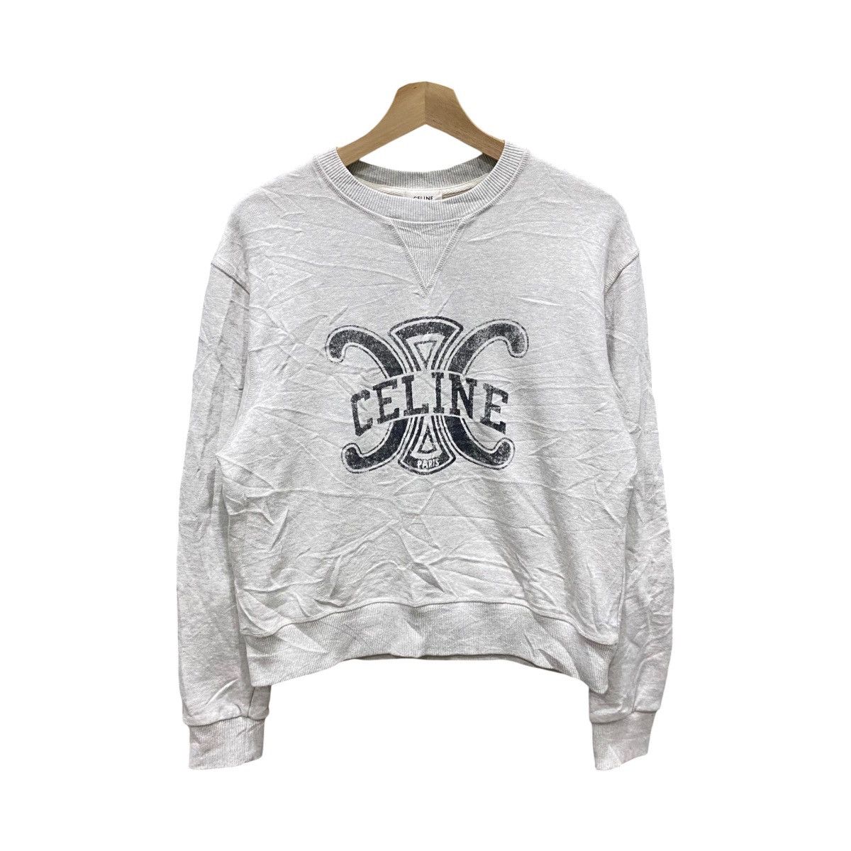 Celine Triomphe Paris College Logo Sweatshirt Grey