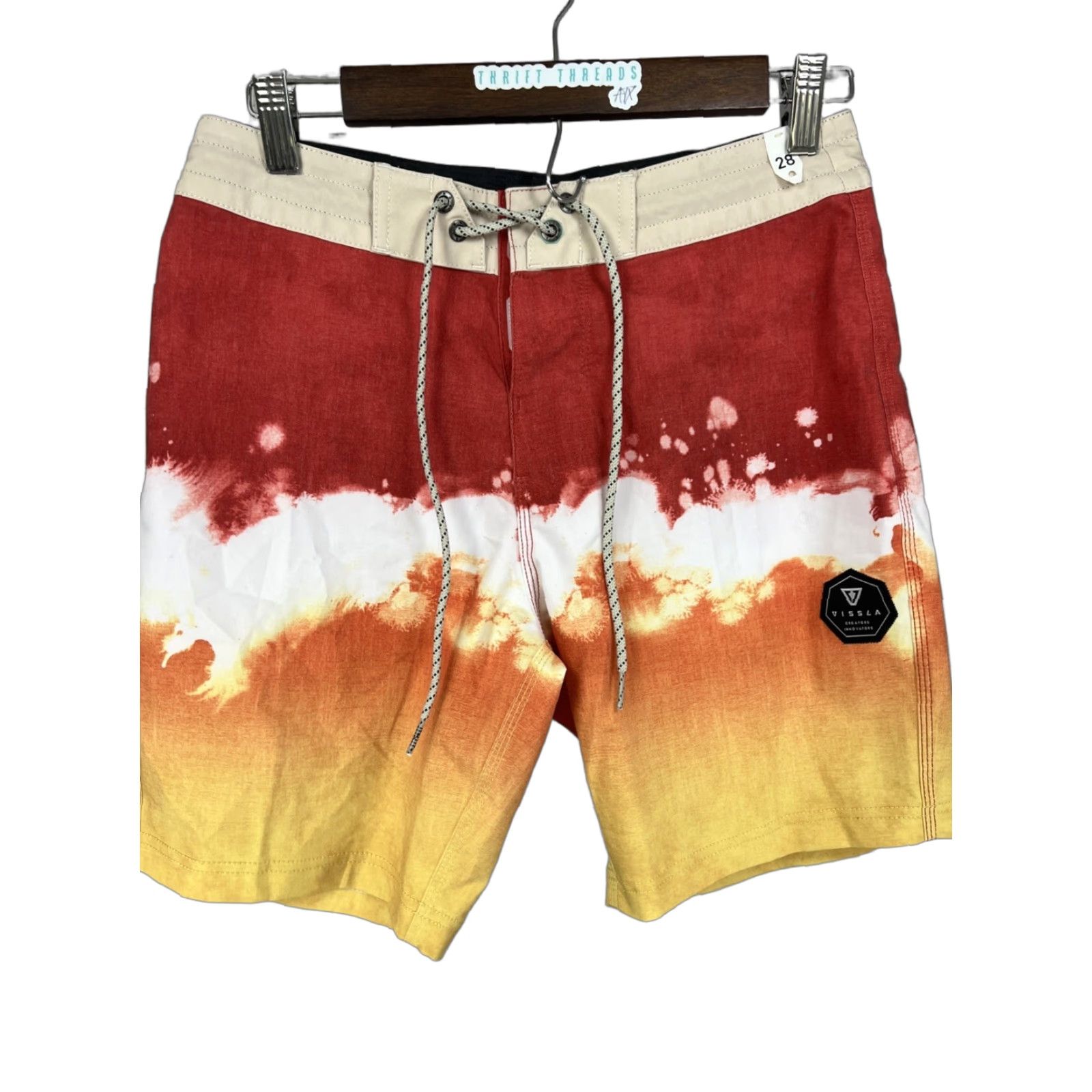 Vissla NWT Vissla Board Shorts 28 Red Yellow Recycled Materials Stretch Swim Trunks Size US 28 / EU 44 - 1 Thumbnail