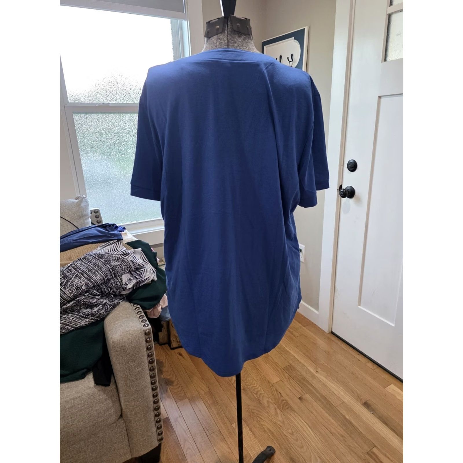 Vintage New Choice Women Collard Casual Blue Short Sleeve Top Blouse XL Blue Womens Short Sleeve Shirt Xl Size XL / US 12-14 / IT 48-50 - 2 Thumbnail