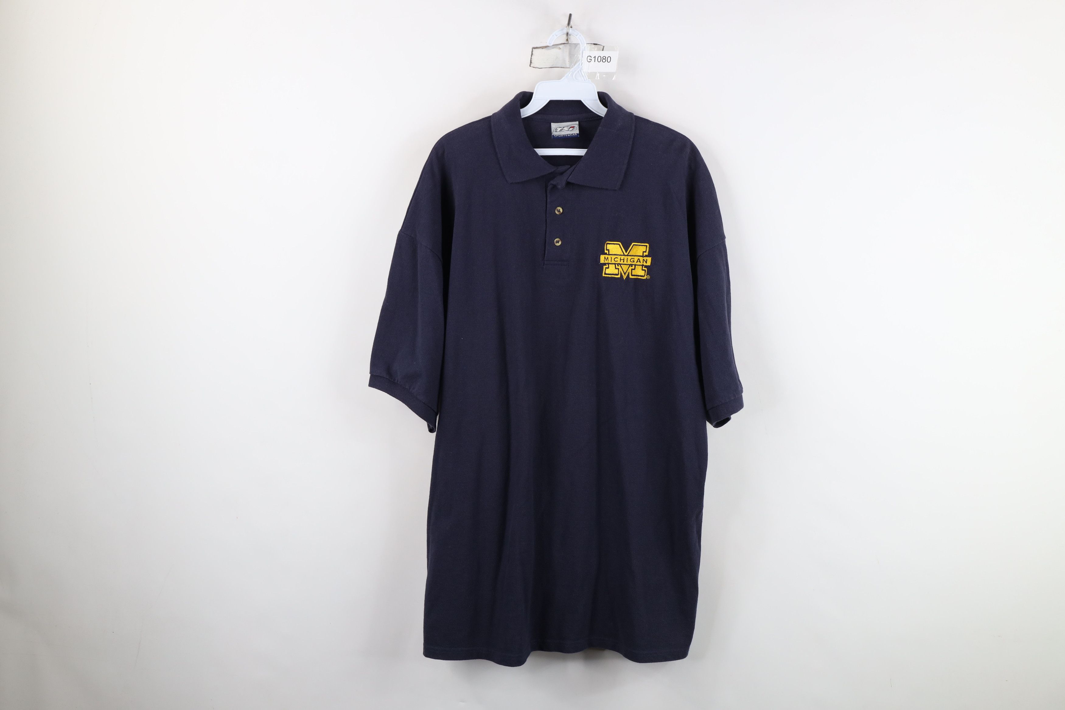 Vintage Vintage 90s University of Michigan Golf Polo Shirt Blue Size US XXL / EU 58 / 5 - 1 Thumbnail