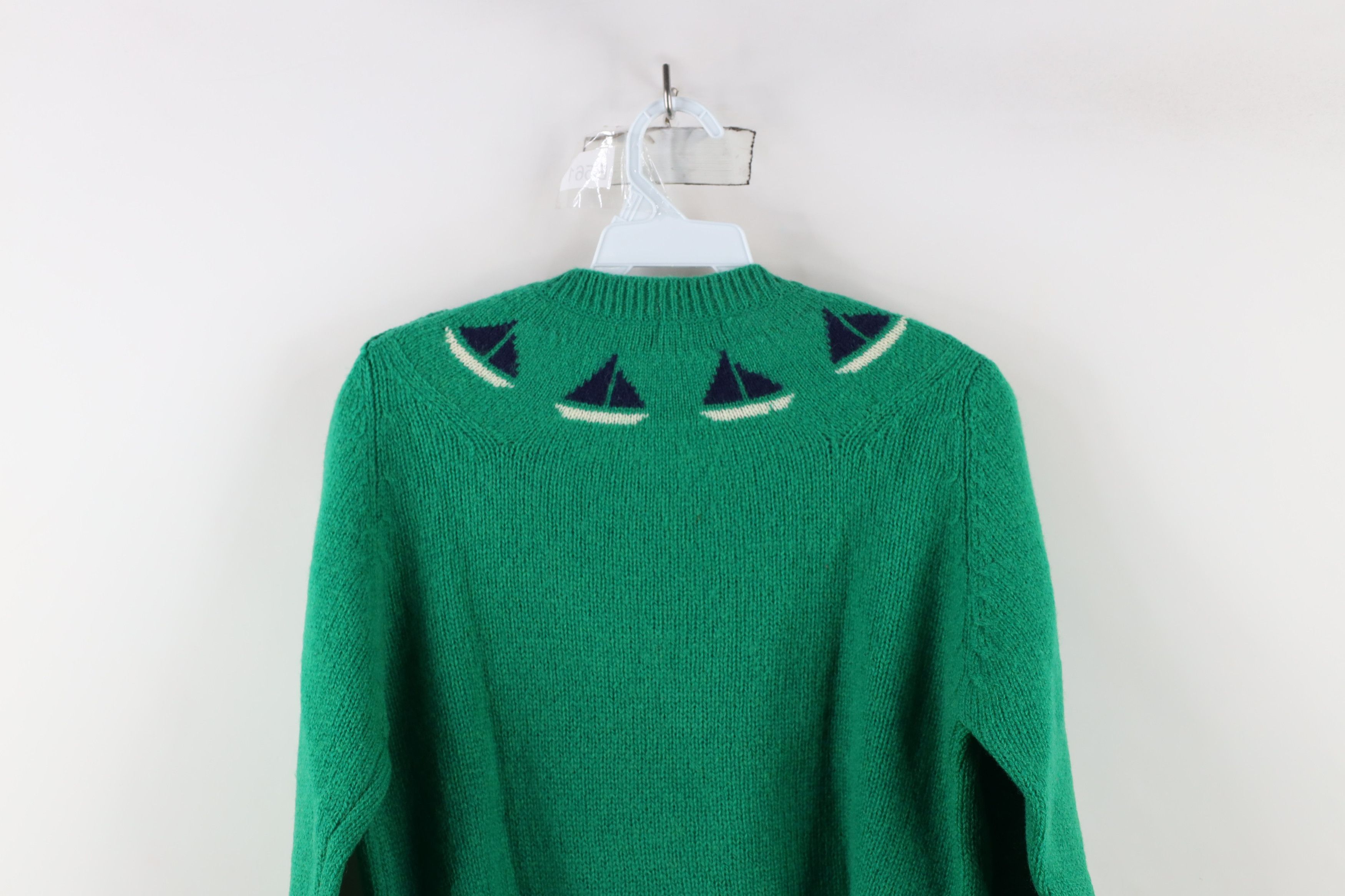 Vintage Vintage 70s Streetwear Knit Sailing Sailboat Sweater Green Size L / US 10 / IT 46 - 11 Thumbnail