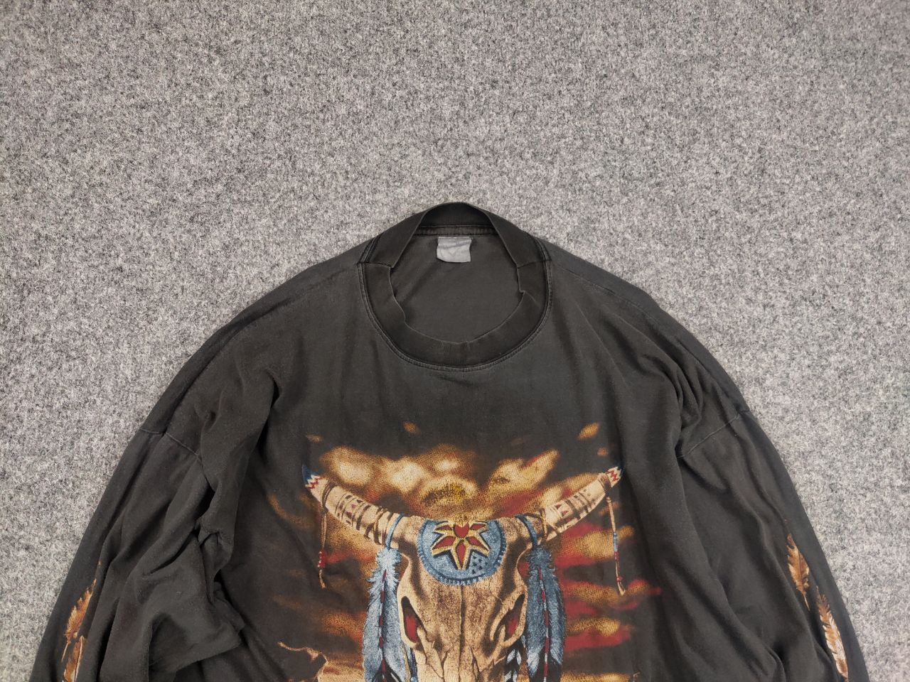Vintage Vintage 90s Authentic American label skull horns long sleeve Size US L / EU 52-54 / 3 - 8 Thumbnail