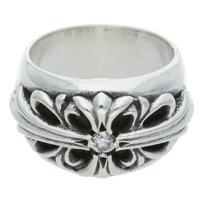 Chrome Hearts Chrome Hearts Floral Silver Ring with Diamond Chrome Hearts Chrome Hearts Floral Silver Ring with Diamond