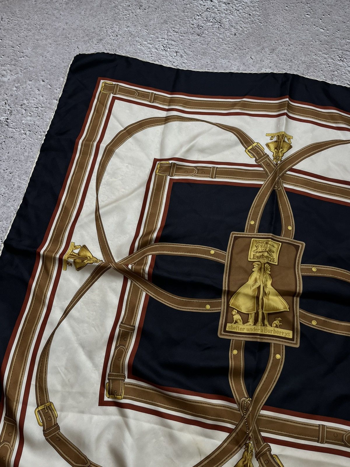 Burberry Vintage Burberry Silk Scarf Equestrian Belt Chain Pattern Size ONE SIZE - 7 Thumbnail