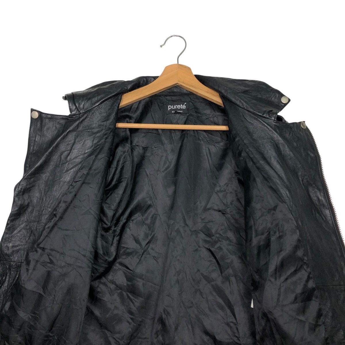 Japanese Brand 🔥VINTAGE BIKER LEATHER JACKET DOUBLE COLLAR PURETE Size US S / EU 44-46 / 1 - 16 Thumbnail