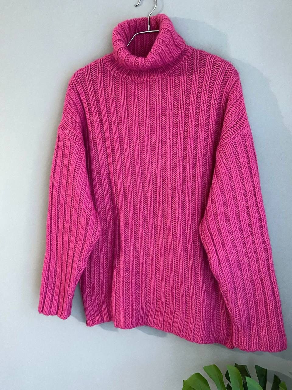Our Legacy Men's Large Rib Turtleneck Pink Knit Sweater, L