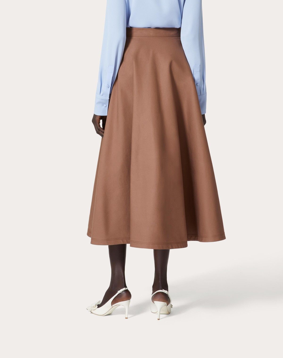 Valentino o1s1wg110525 Stretch Cotton Canvas Midi Skirt in Brown Size 28" / US 6 / IT 42 - 5 Thumbnail