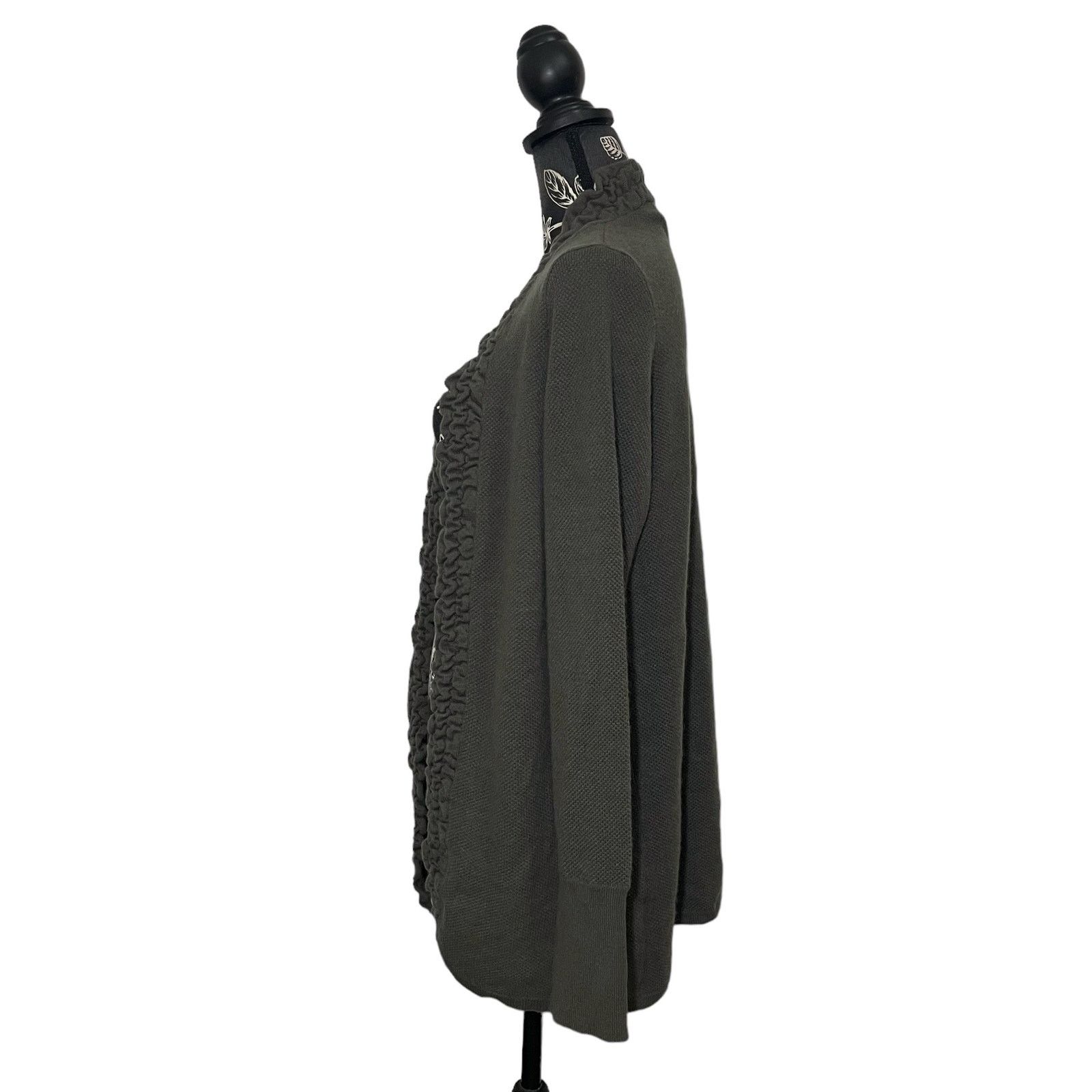 Other Asha 100% Cashmere Open Front Cardigan Gray Ruffled Medium Size M / US 6-8 / IT 42-44 - 6 Thumbnail
