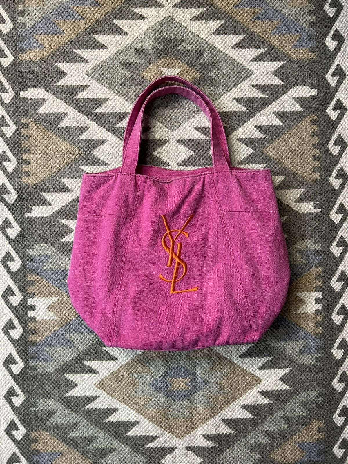 Yves Saint Laurent Yves Saint Laurent YSL Pink Tote Bag Embroidered Logo Size ONE SIZE - 1 Thumbnail