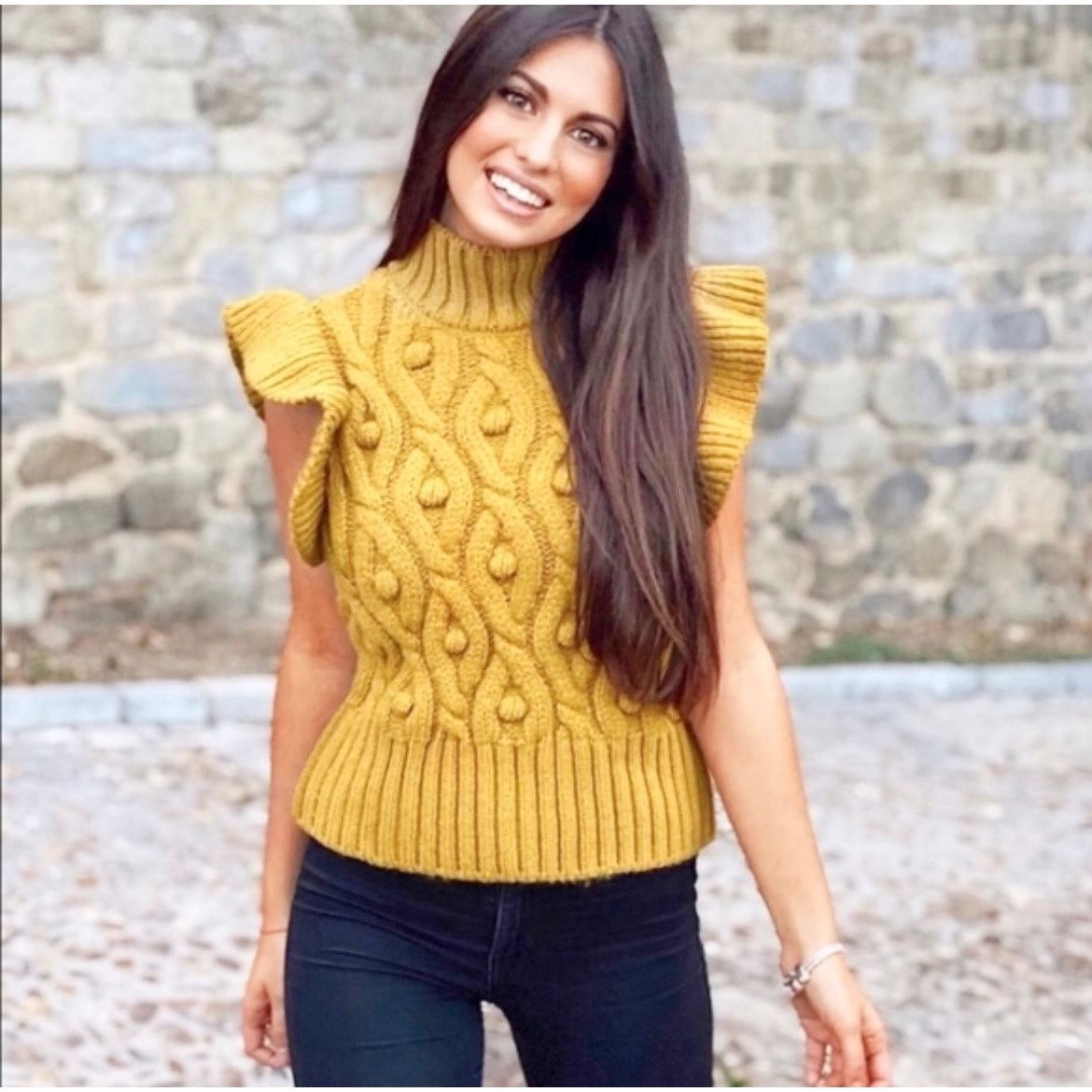 Ruffled Zara Sleeves Knit Top Zara Knit Top With Ruffle, Fesyen