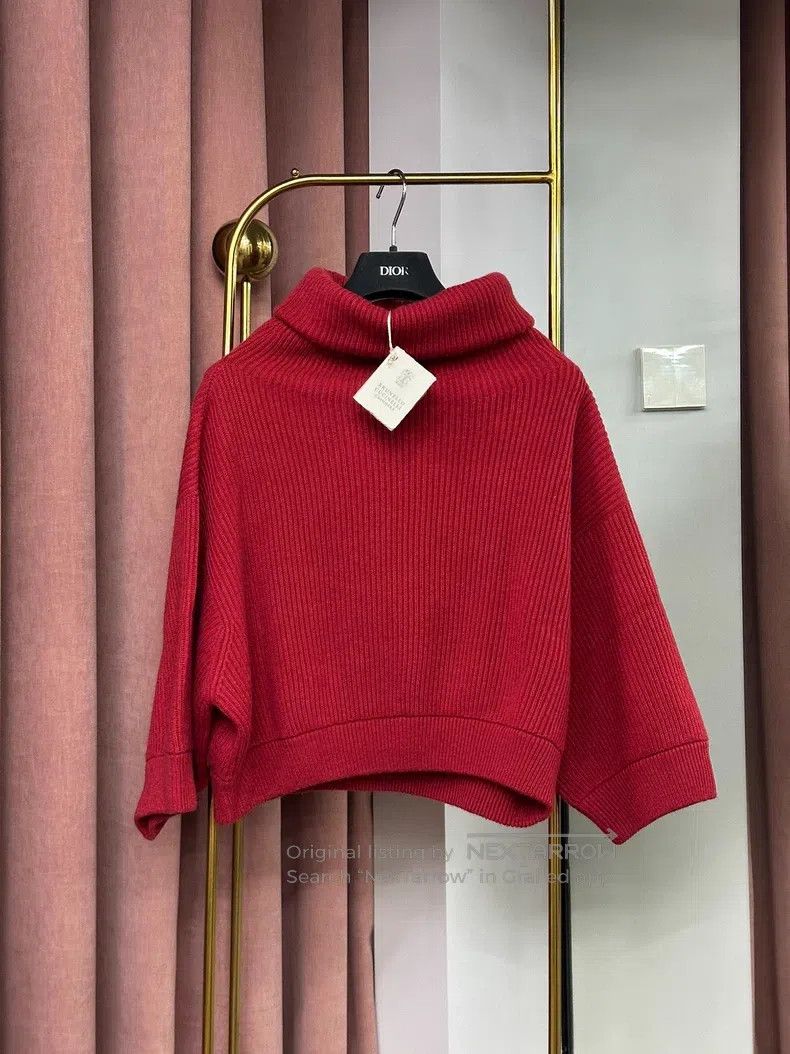 Brunello Cucinelli Brunello Cucinelli Red High Neck Cashmere Sweater Long Sle Size S / US 4 / IT 40 - 1 Thumbnail