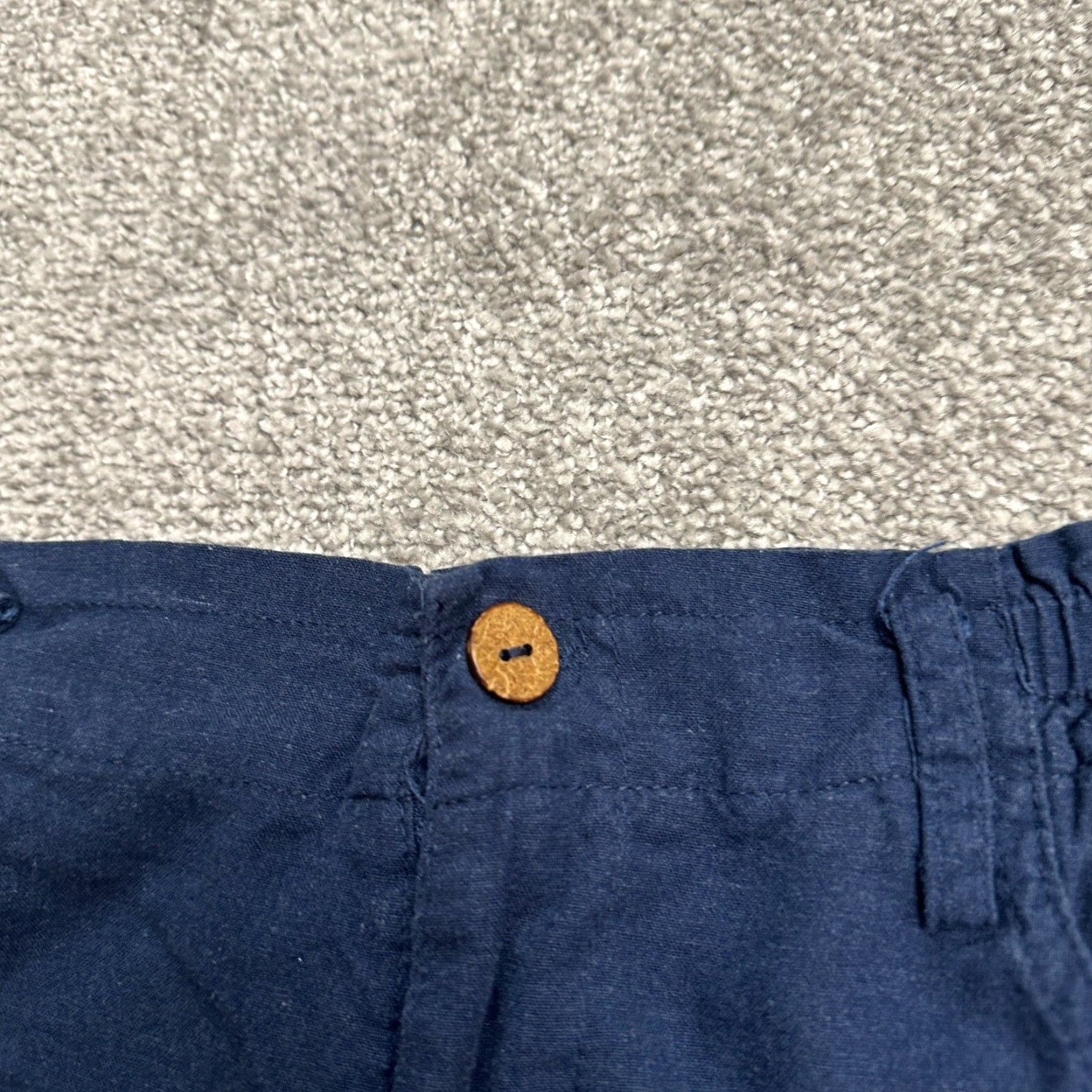 Vintage Unbranded Casual Pants Women S Navy Elastic Waist Straight Leg 26x28 Linen Cotton Blend Paperbag Style Slim Size 28" / US 6 / IT 42 - 3 Thumbnail