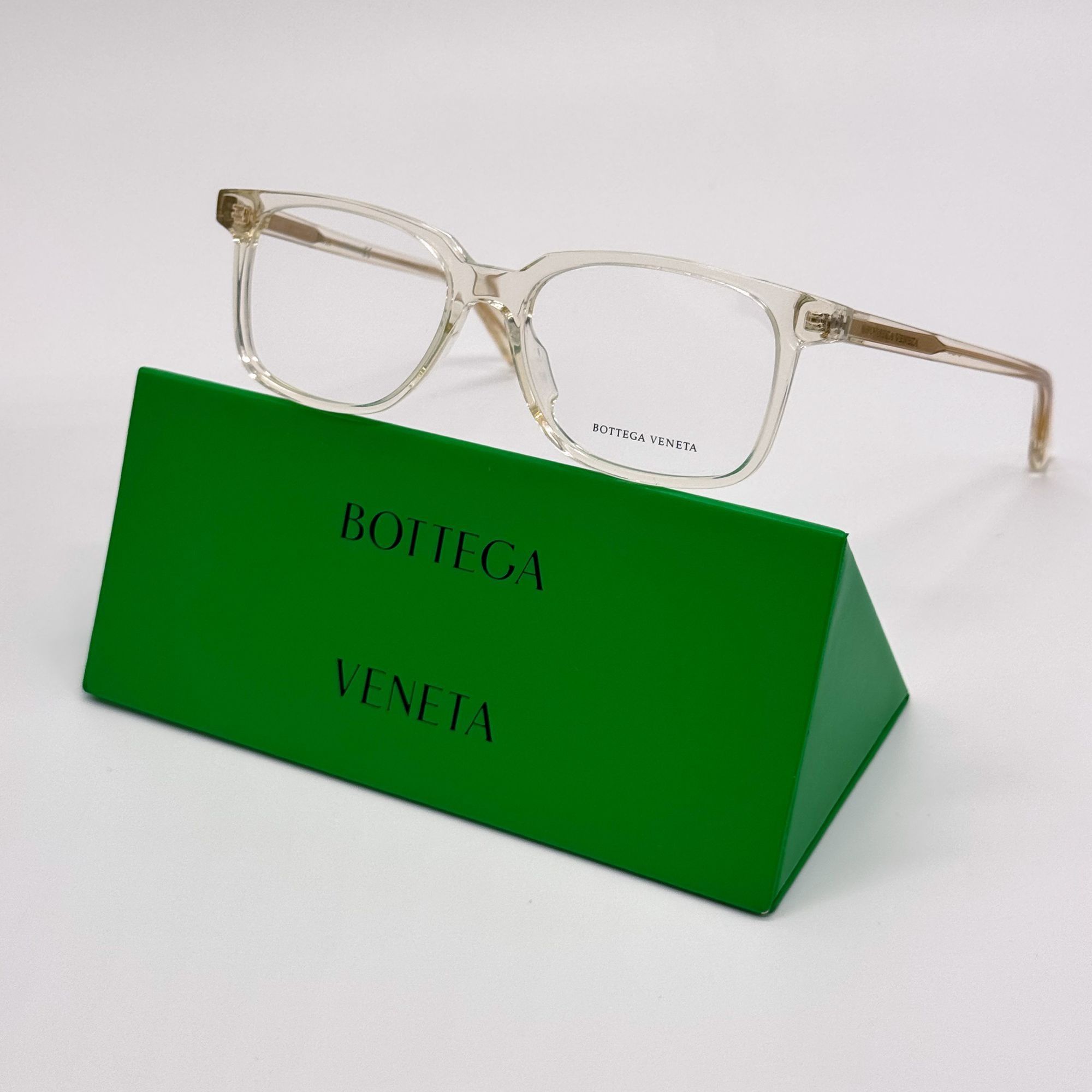 NEW BOTTEGA VENETA EYEGLASSES BV1024O 005 SQUARE BEIGE TRANS