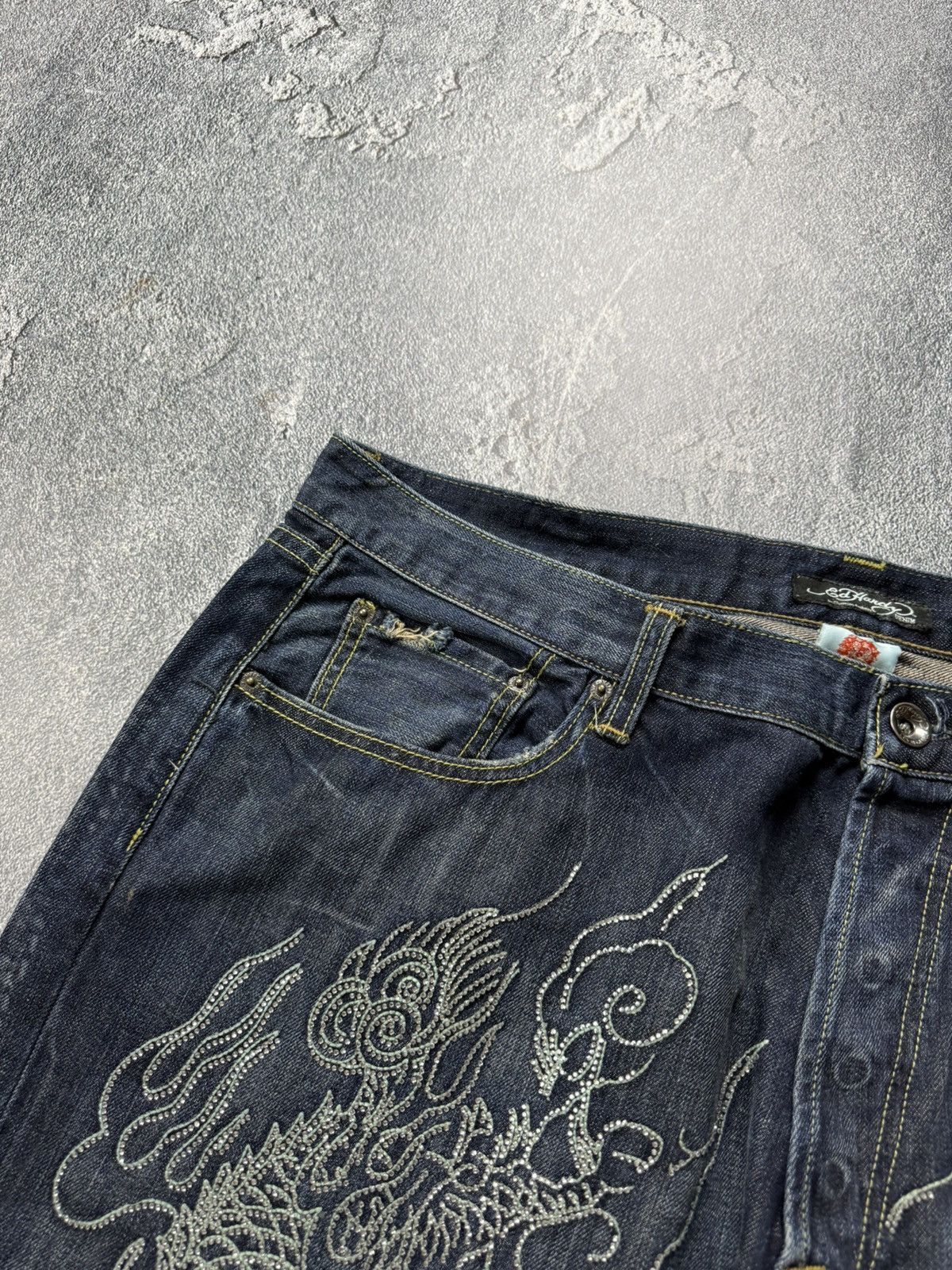 Ed Hardy Ed Hardy VNTG MultiLogo Rhistones Dragos Logo Jeans Pants Size US 42 / EU 58 - 17 Thumbnail