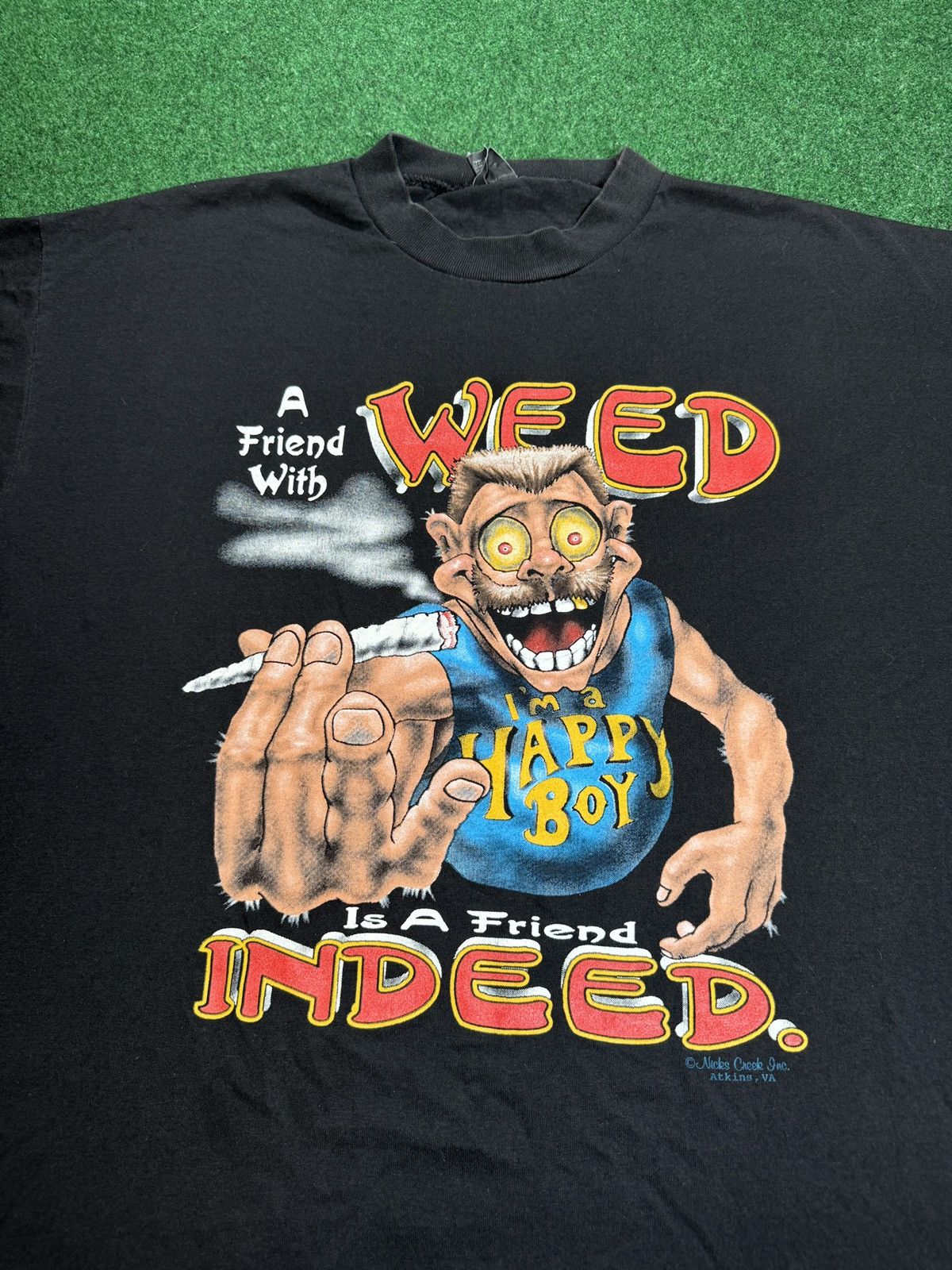 Vintage Vtg 90s RARE Weed Tee Friend With Weed Friend Indeed T Shirt Size US L / EU 52-54 / 3 - 2 Thumbnail